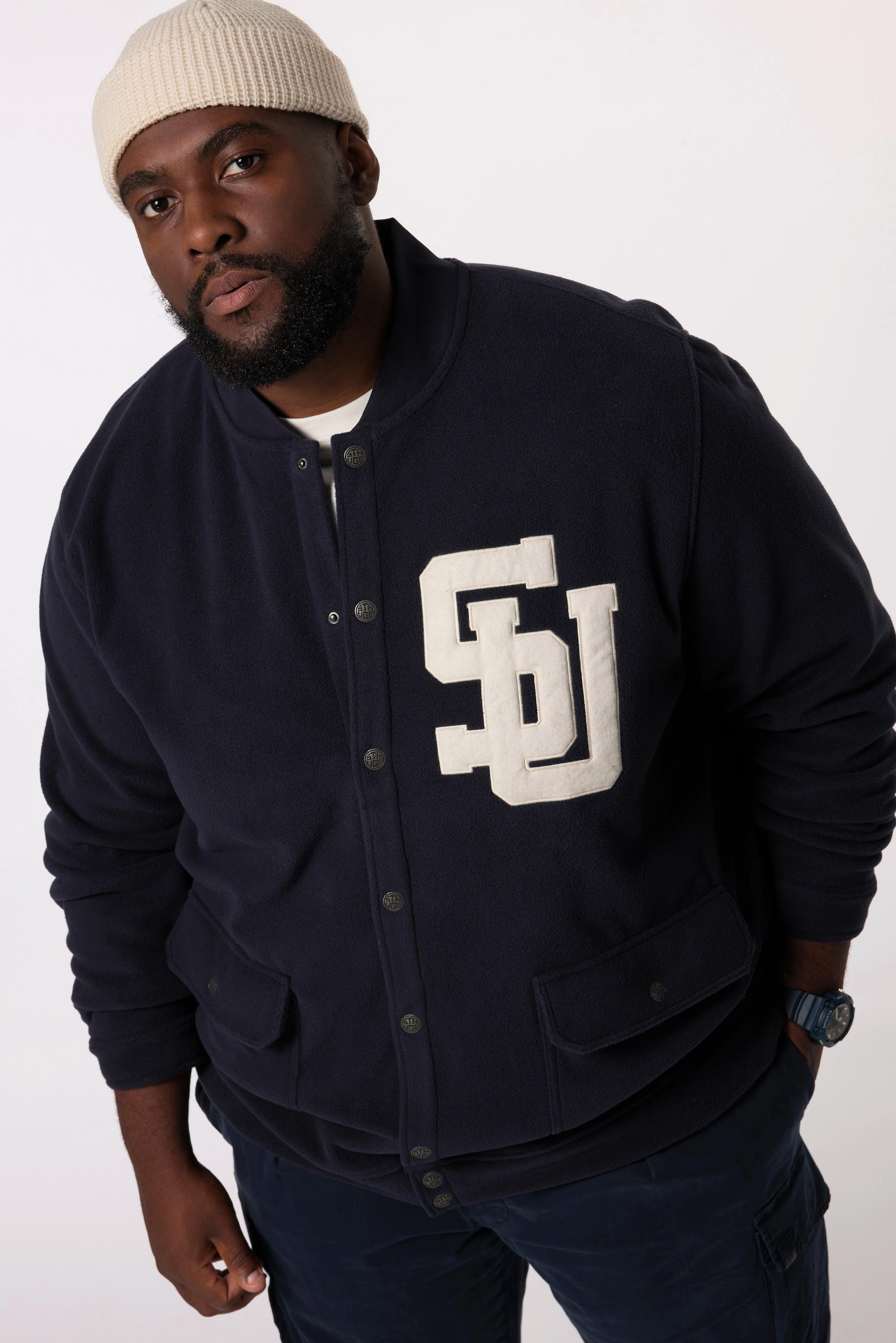 Sthuge Fleecejacke, Collegekragen, Bouclé-Badge