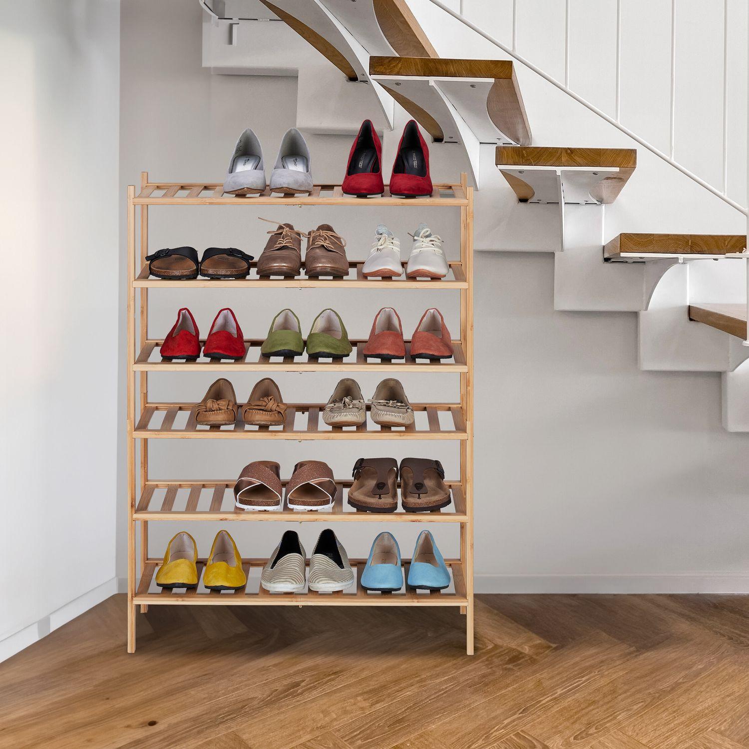 B2X Schuhregal aus Bambus, 3 Ebenen stapelbar