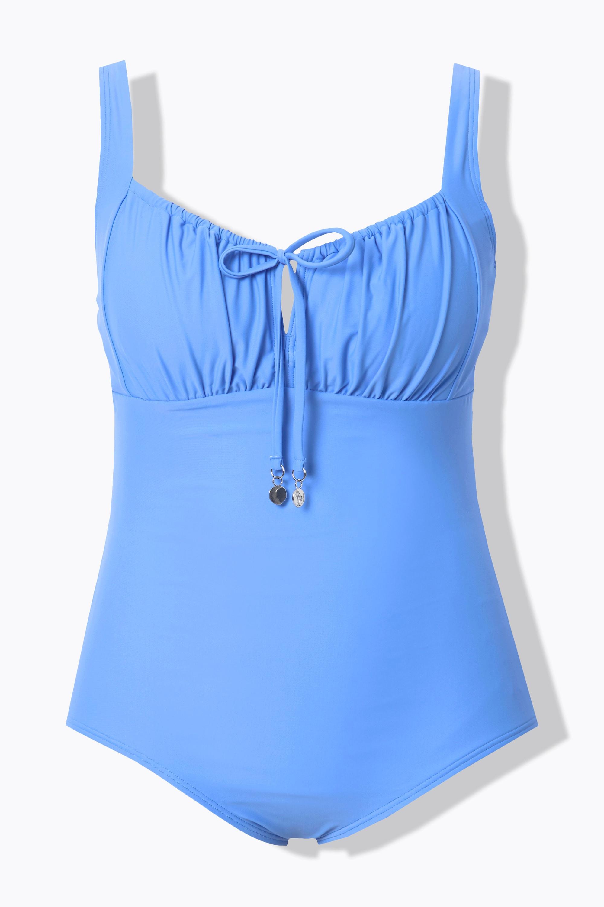 Ulla Popken Badeanzug, Raffung, Bügel, ohne Softcups, recycelt