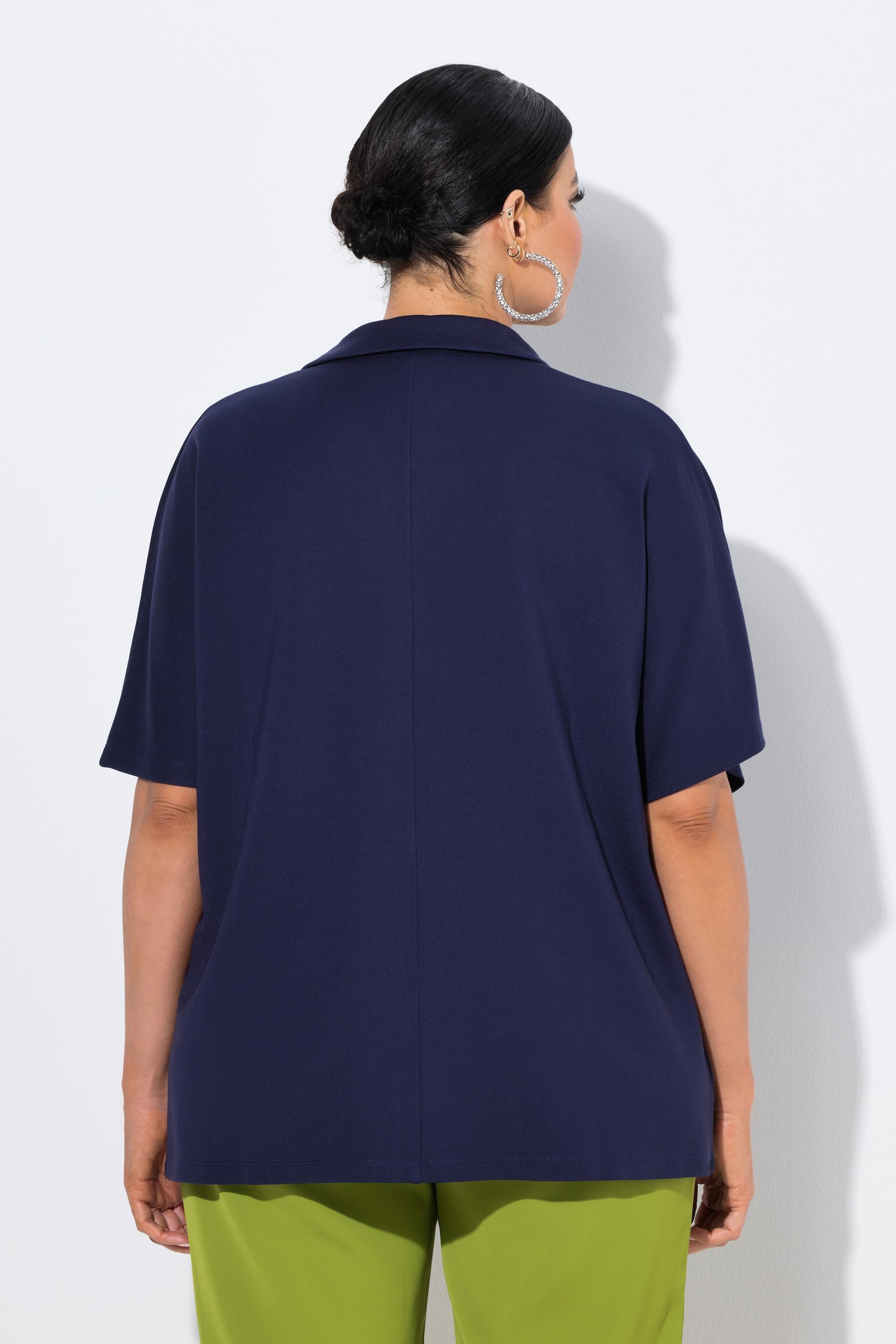 Ulla Popken Sweatshirt, Oversized, Hemdkragen, Halbarm