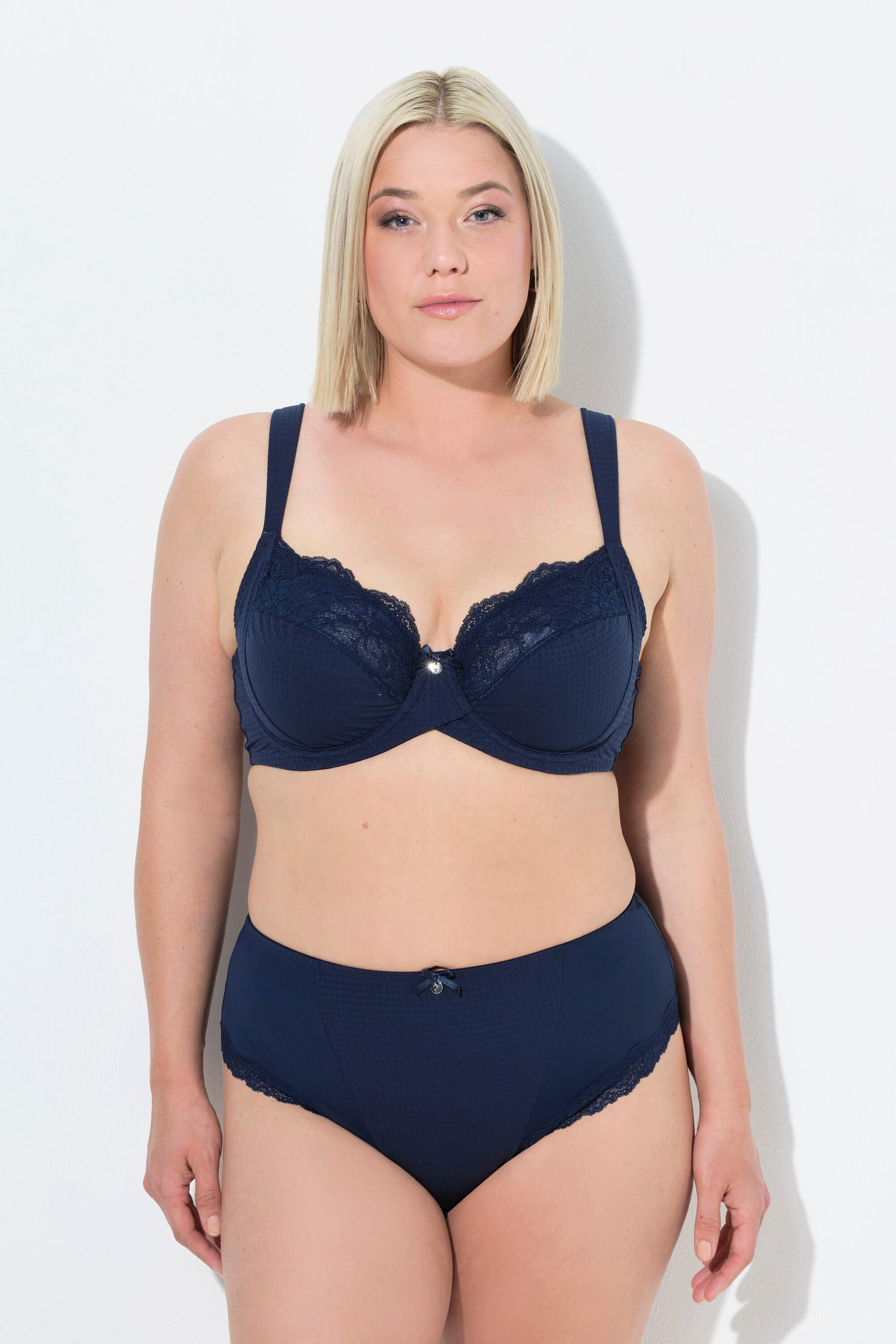 Ulla Popken Bügel-BH, Jacquard, Spitze, Softcups, Cup B - G