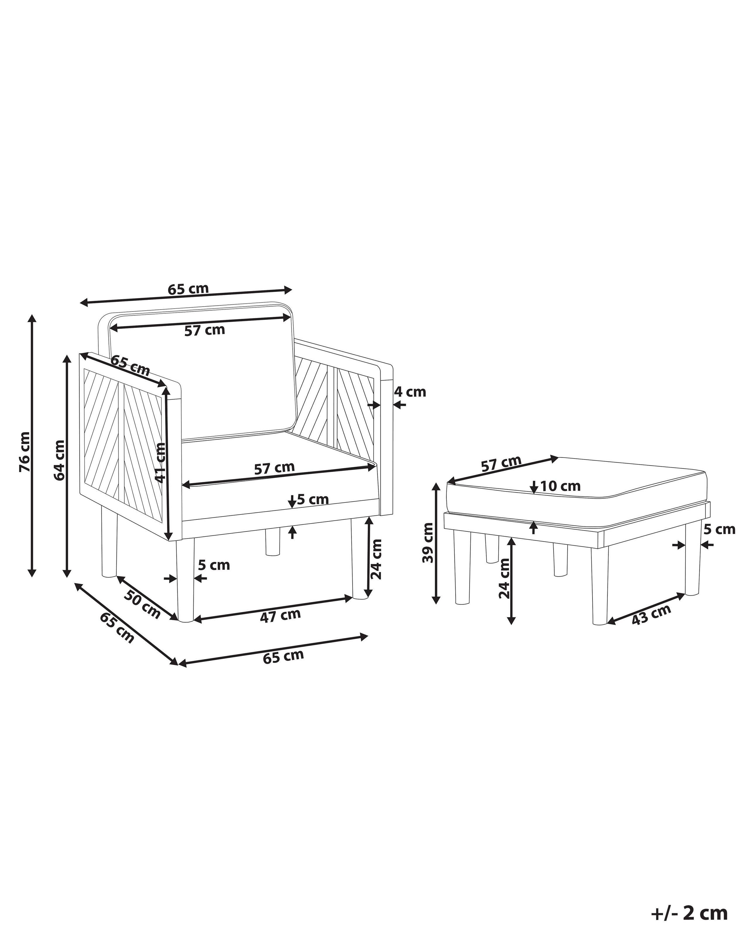 Beliani Gartensessel mit Ottomane aus Akazienholz Rustikal BARATTI