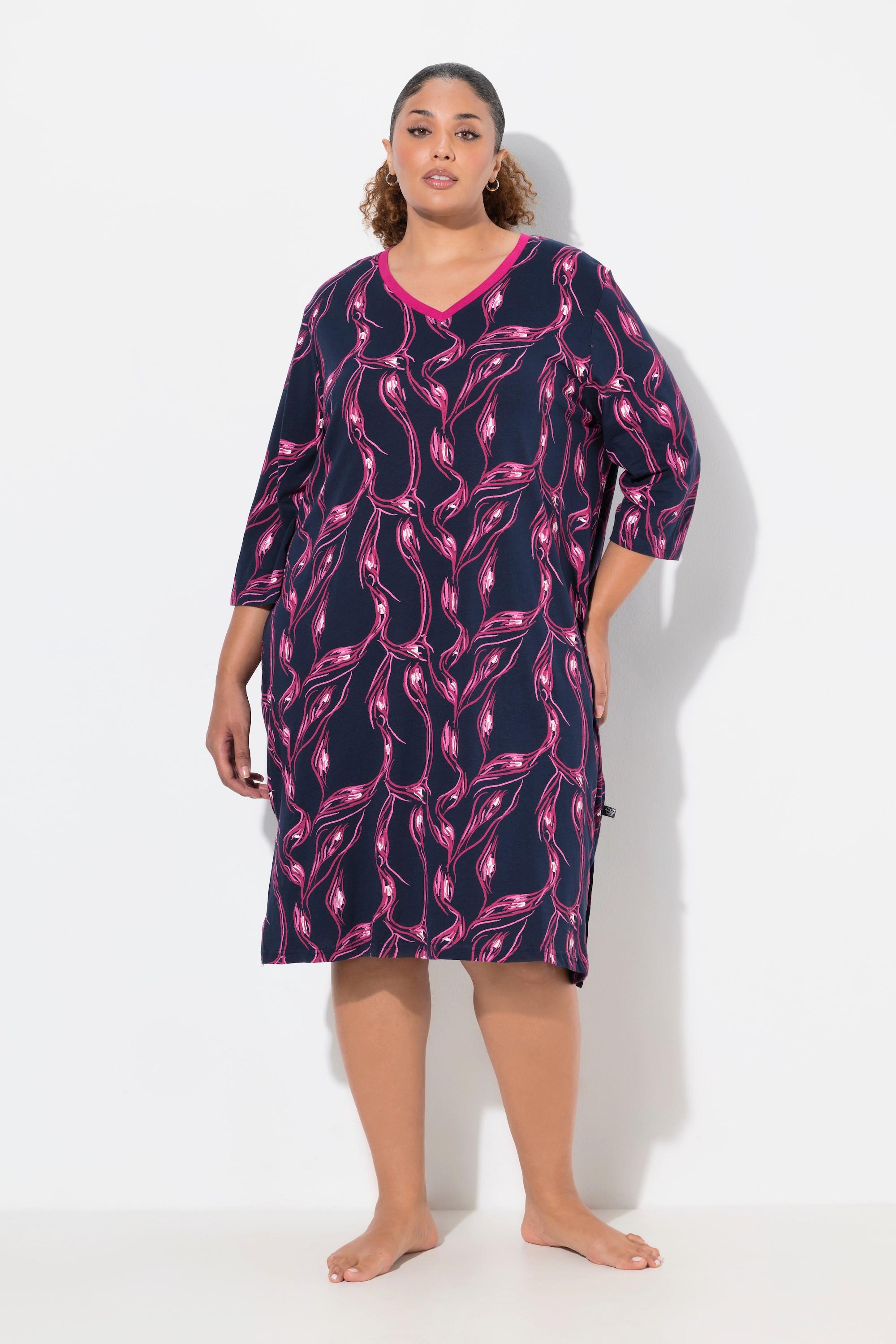 Ulla Popken Bigshirts, 2er-Pack, V-Ausschnitt/Rundhals, 3/4-Arm