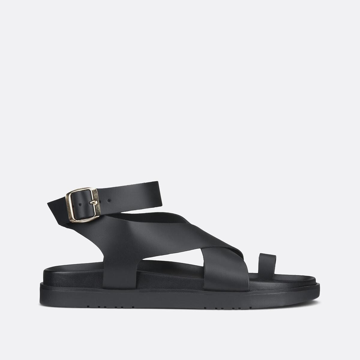 La Redoute Collections Keilabsatzsandalen aus Leder mit Riemchen