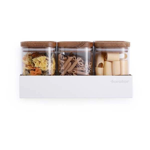 Forster Home Magnetisches Vorratsregal inkl. 3 Glasbehältern Eiche