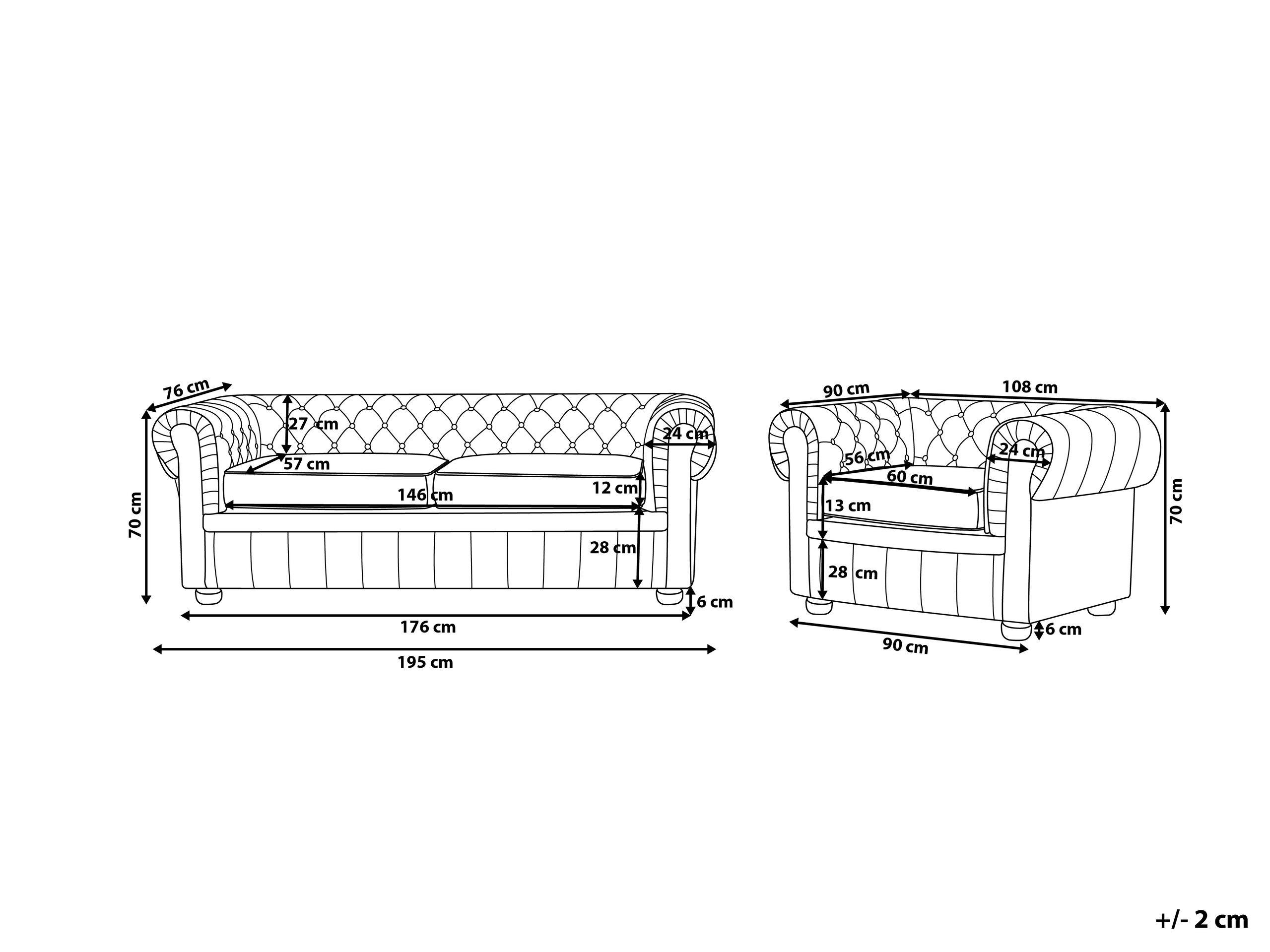 Beliani Wohnzimmer Set aus Echtleder Glamourös CHESTERFIELD