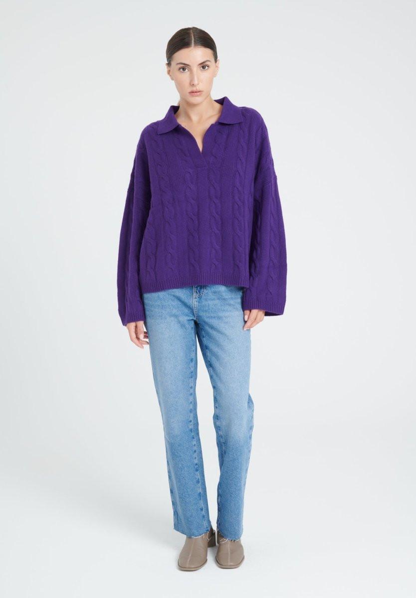 Studio Cashmere8 ZAYA 5 Polohemd mit gedrehtem Maschenbild 6 Fäden