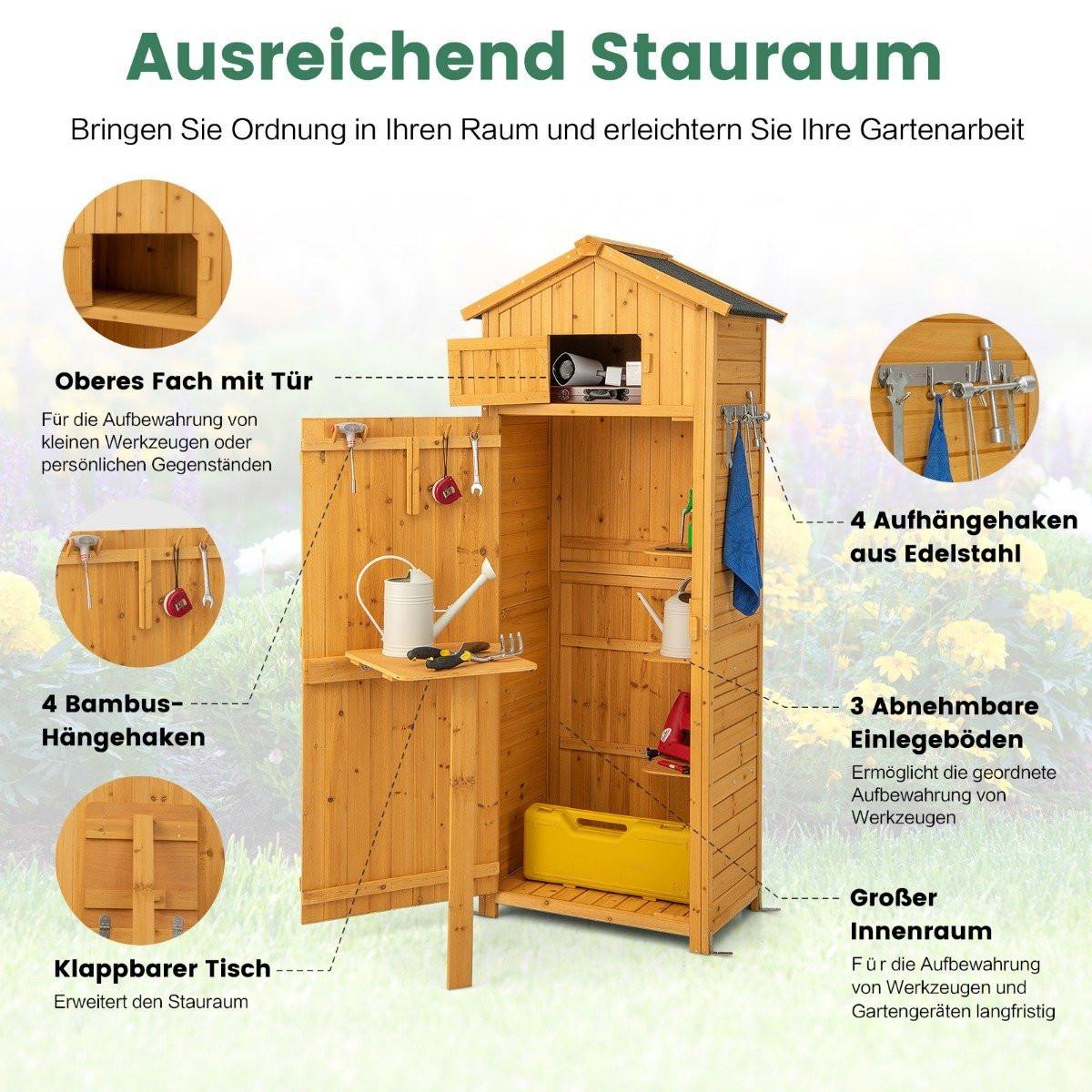B2X Gartenschuppen Geräteschrank für den Außenbereich Natur