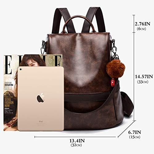 Only-bags.store Weicher PU-Leder-Rucksack Handtasche Umhängetasche Multifunktionale Anti-Diebstahl-Tasche Wasserdichter Rucksack