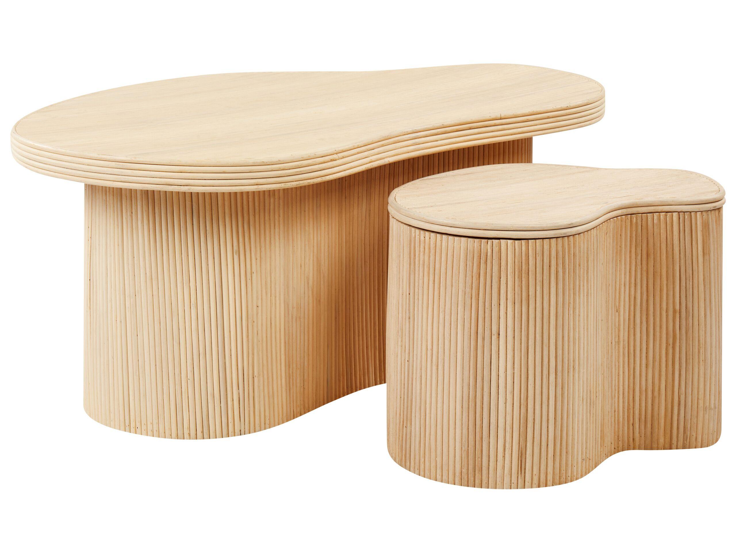 Beliani Couchtisch 2er Set aus Rattan Boho SALANTI