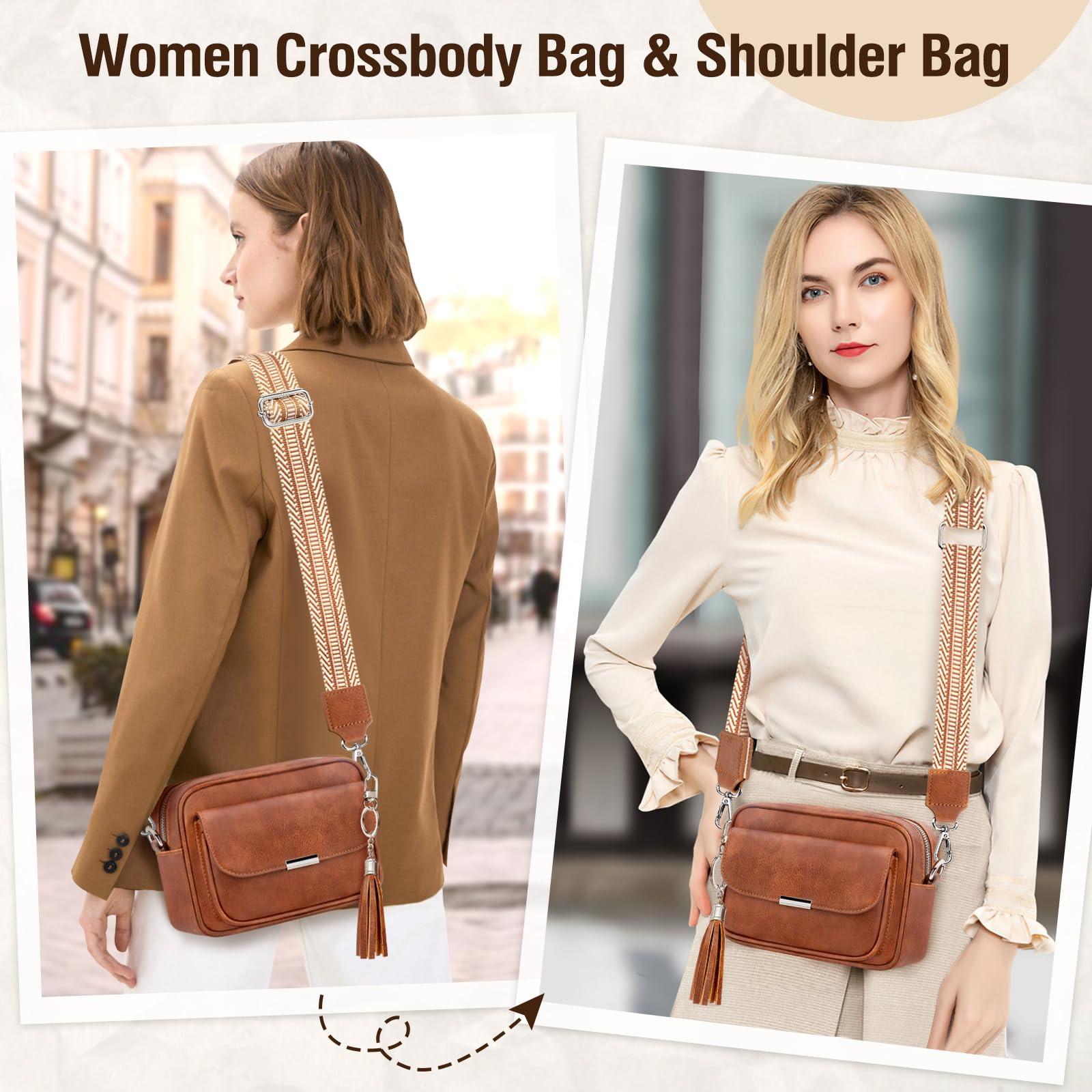 Only-bags.store Crossbody Tasche Leder Umhängetasche Medium Handtasche mit breitem Riemen Verstellbare Umhängetasche mit Fransen für Reisen Crossbody Tasche Leder Umhängetasche Medium Handtasche mit breitem Riemen Verstellbare Umhängetasche mit Frans