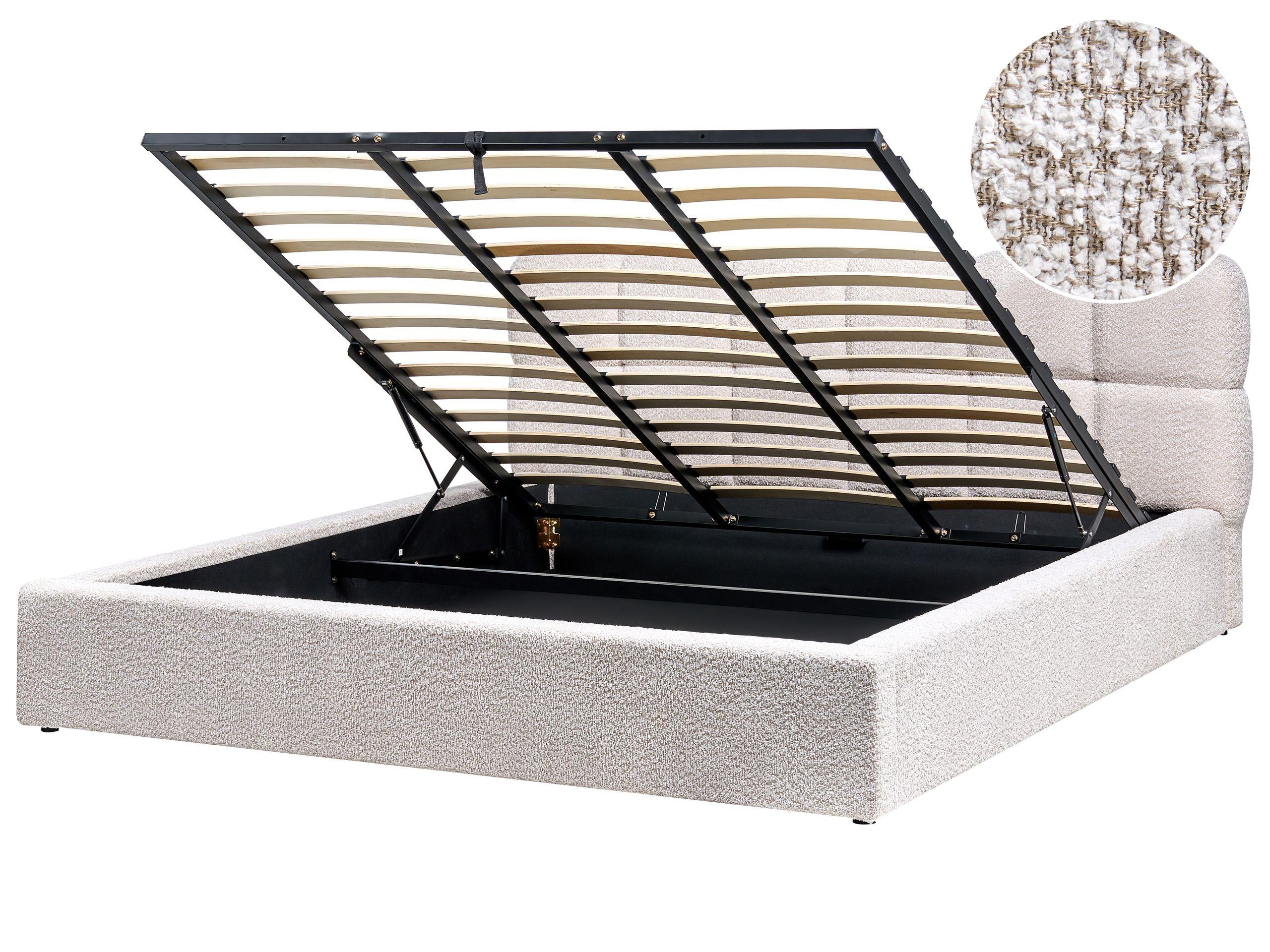 Beliani Bett mit Stauraum aus Bouclé Modern BASTON