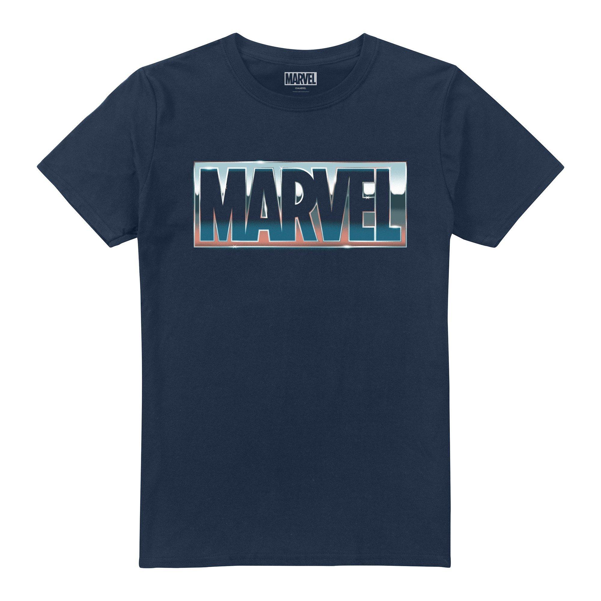 MARVEL Blue Steel Logo Print T-Shirt