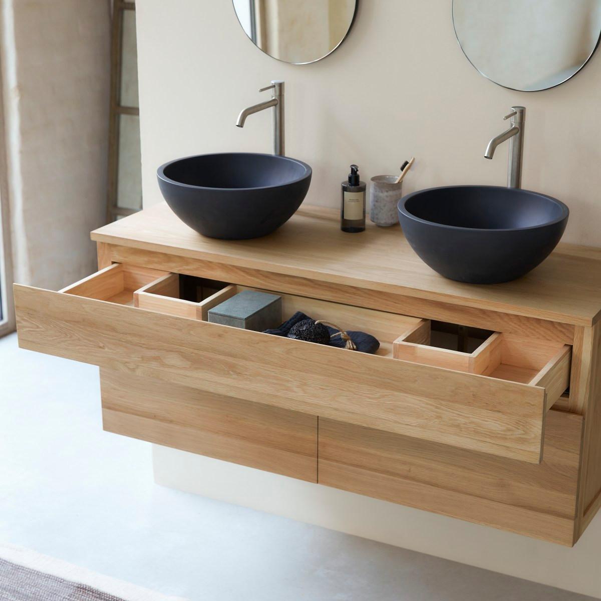 Tikamoon Waschtischunterschrank aus massiver Eiche 120 cm Jacob