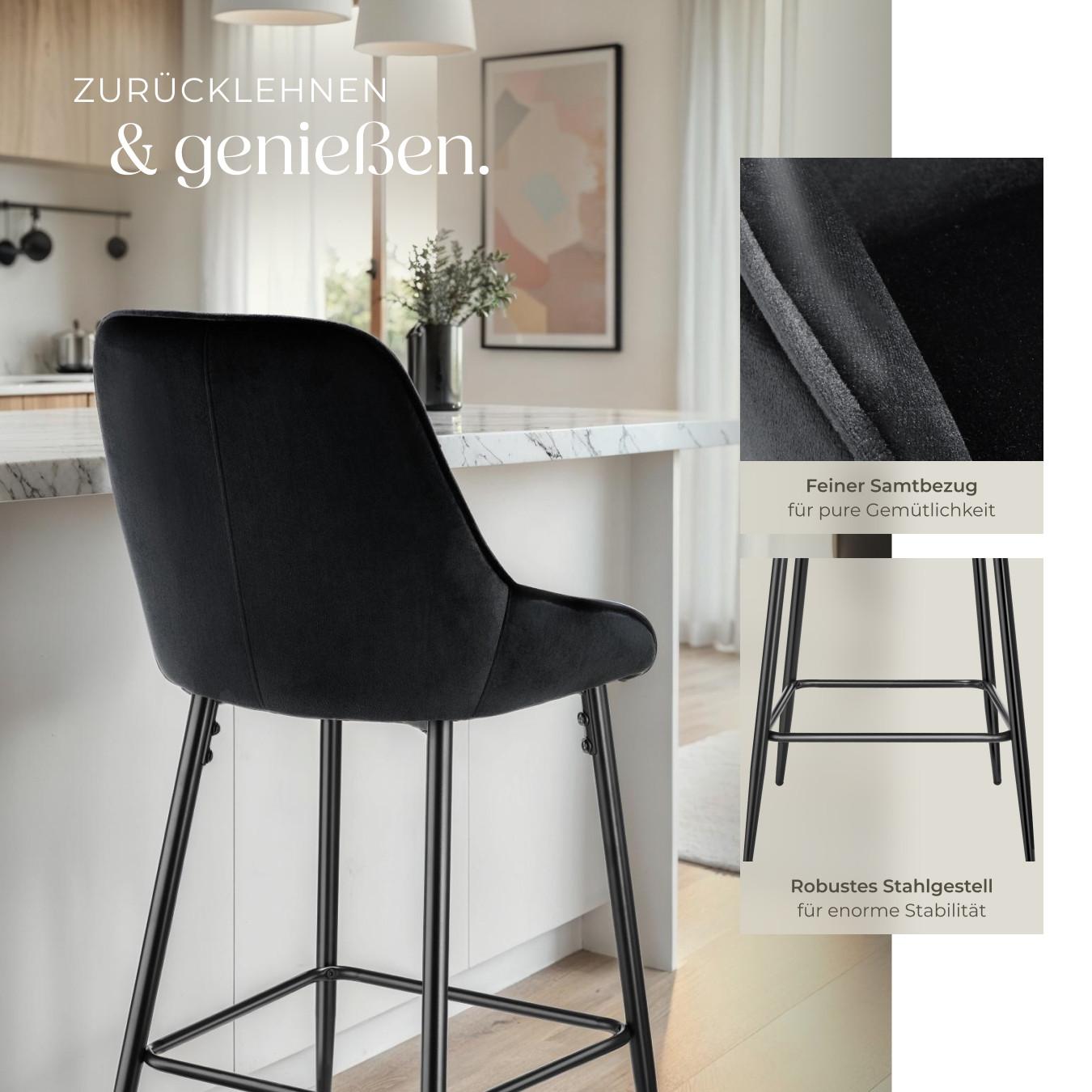 Tectake Thekenstuhl Siera mit Rückenlehne 2er Set