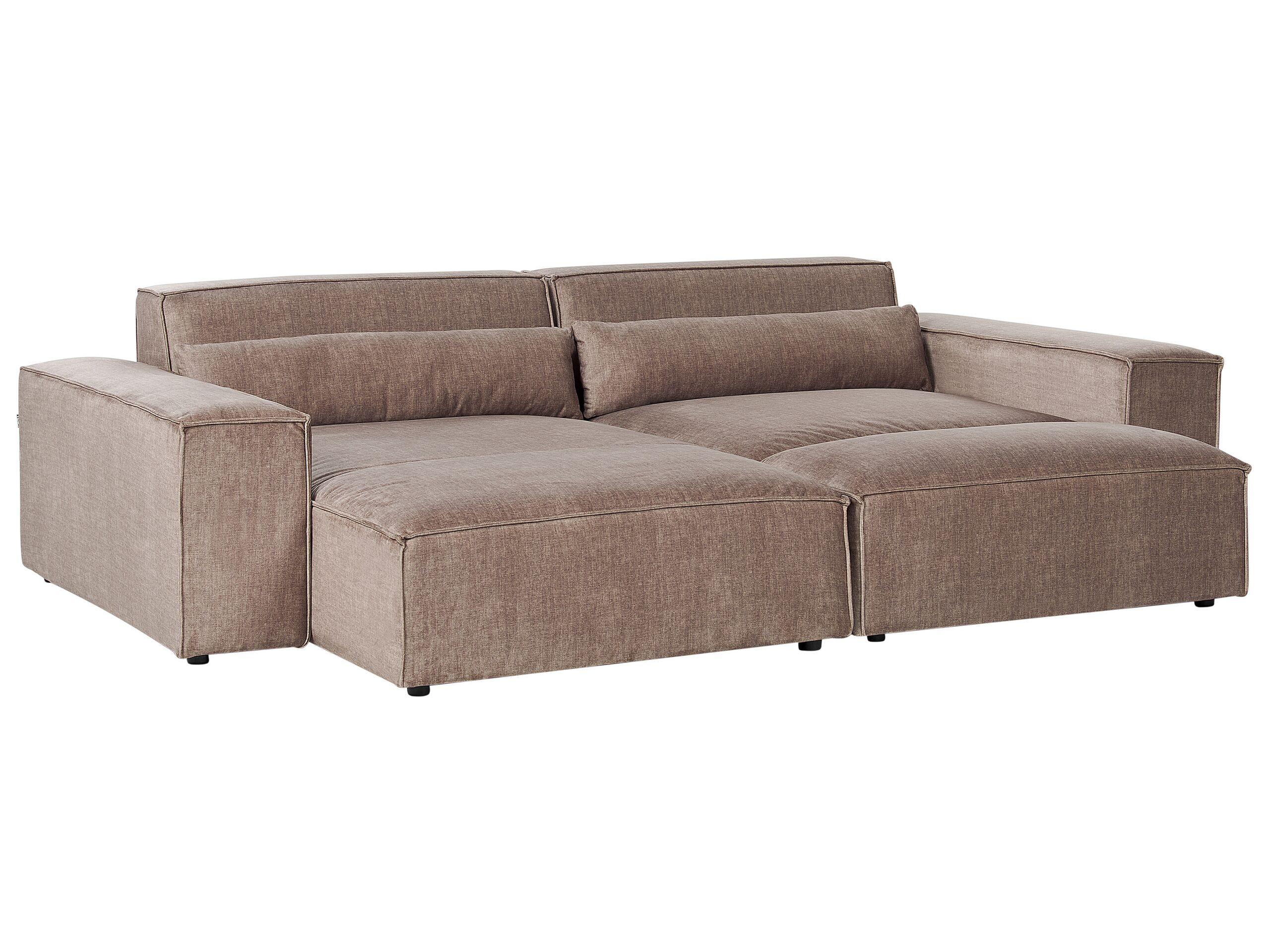 Beliani Ecksofa mit Ottomane aus Polyester Modern HELLNAR