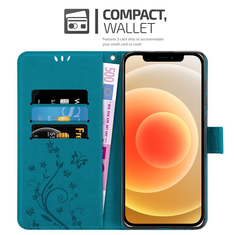 Cadorabo Hülle für Apple iPhone 12 MINI Blumen Design Magnetverschluss