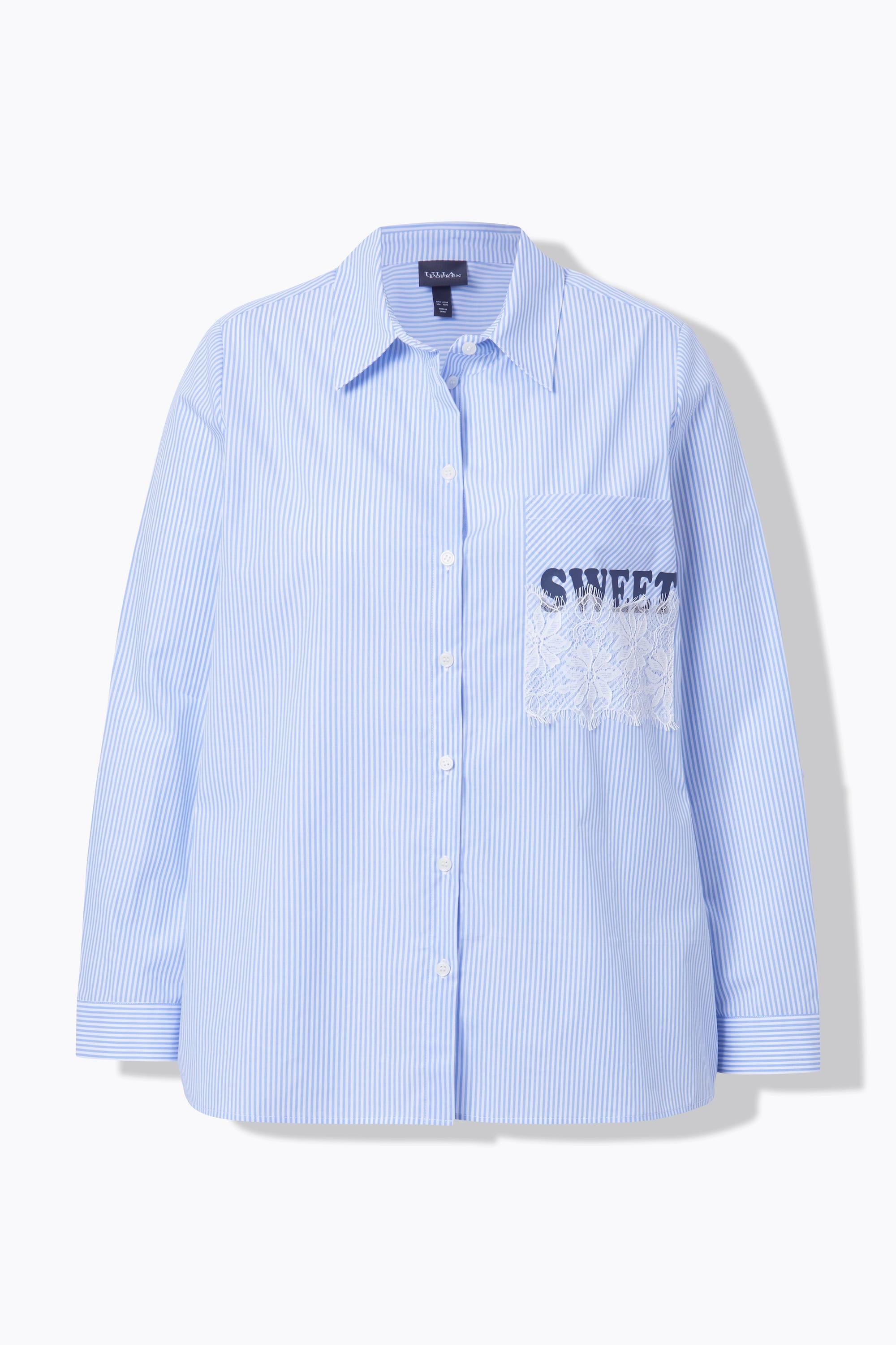 Ulla Popken Streifenbluse, Sweet, A-Linie, Hemdkragen, Langarm