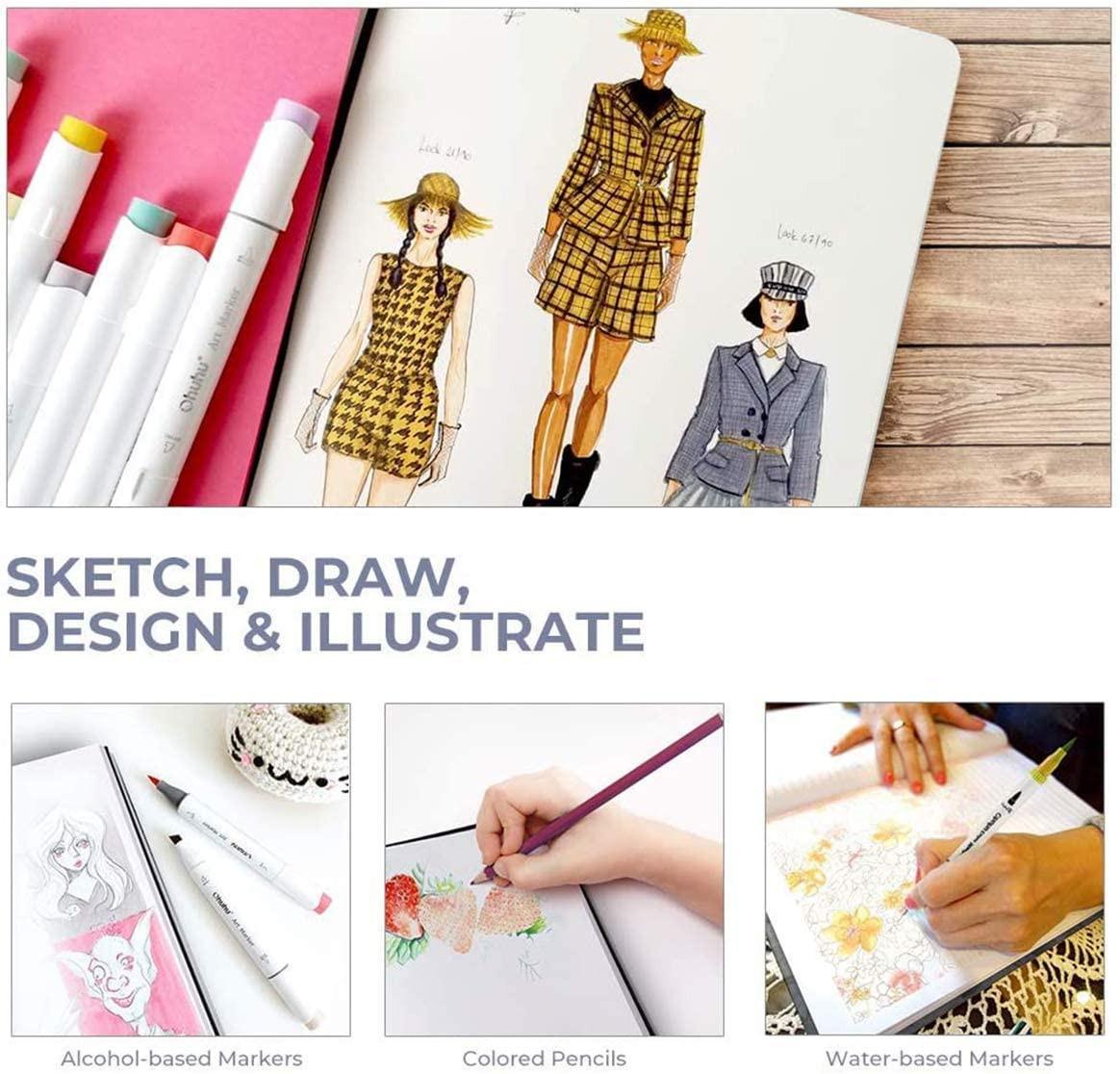 Ohuhu Kunst-Skizzenbuch Spiralbindung 120 Seiten