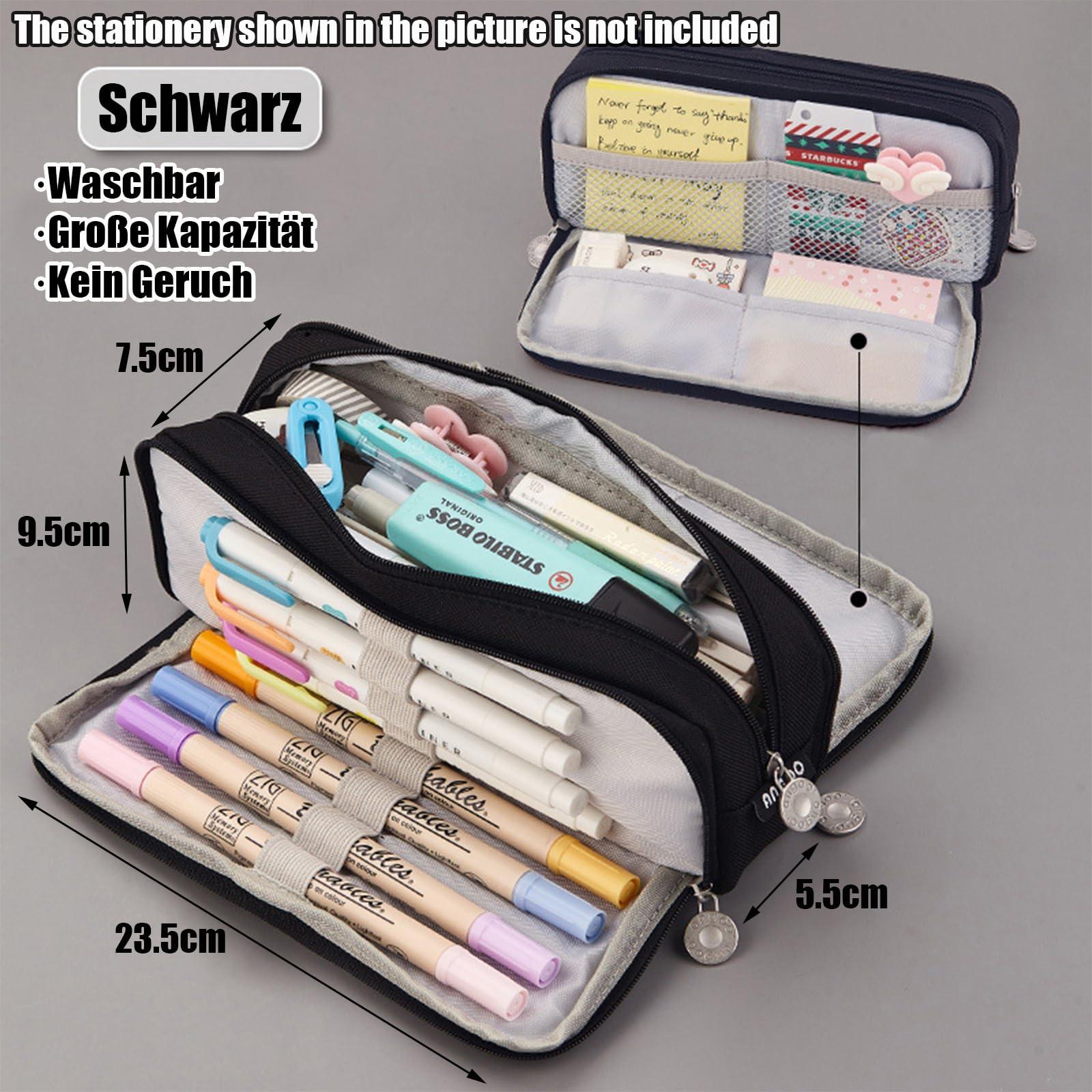 Only-bags.store Federmäppchen mit 3 Fächern Großes Fassungsvermögen Federmäppchen Federmäppchen für Schule & Büro