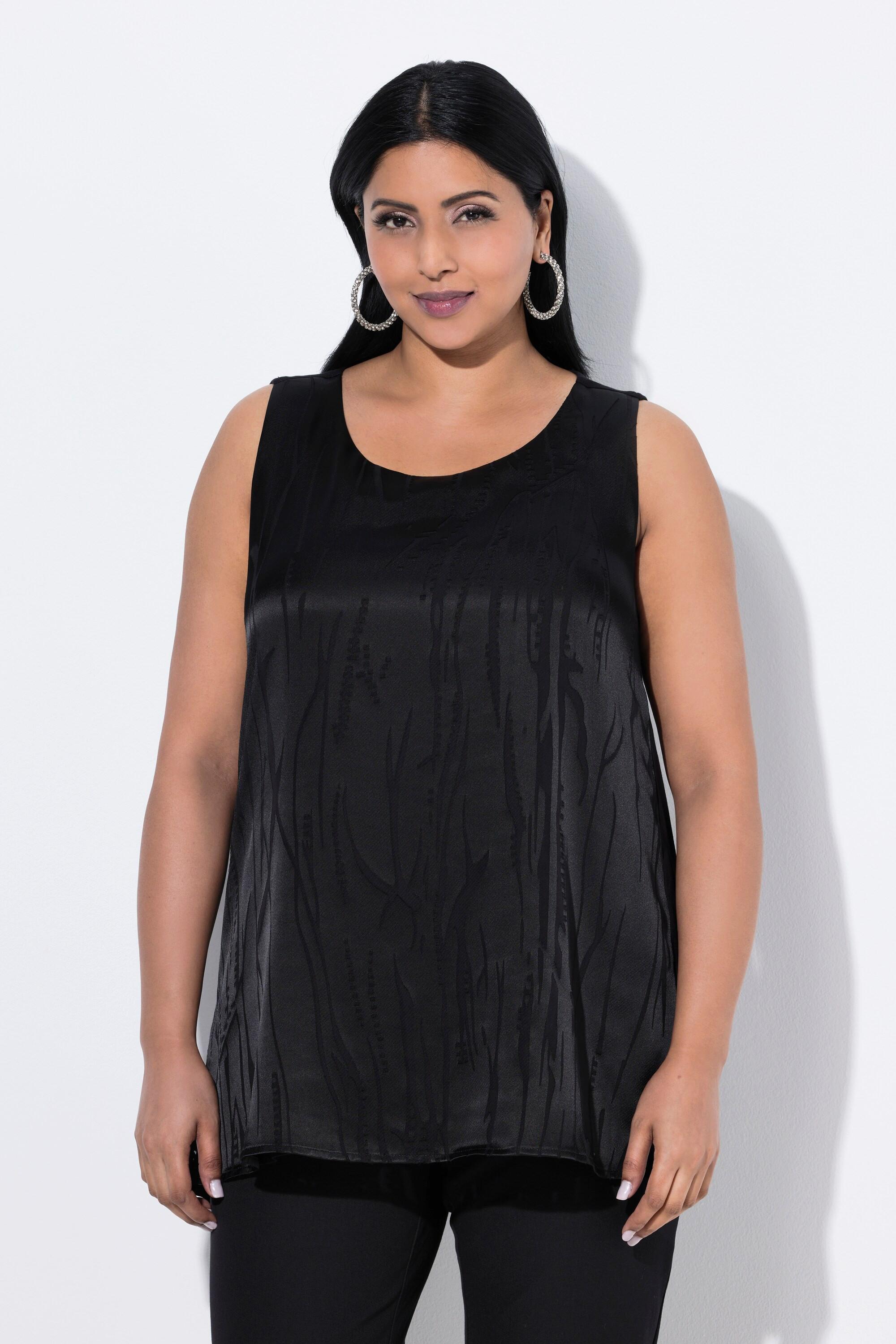 Ulla Popken A-Linie Ausbrenner-Satin Ärmelloses Blusentop