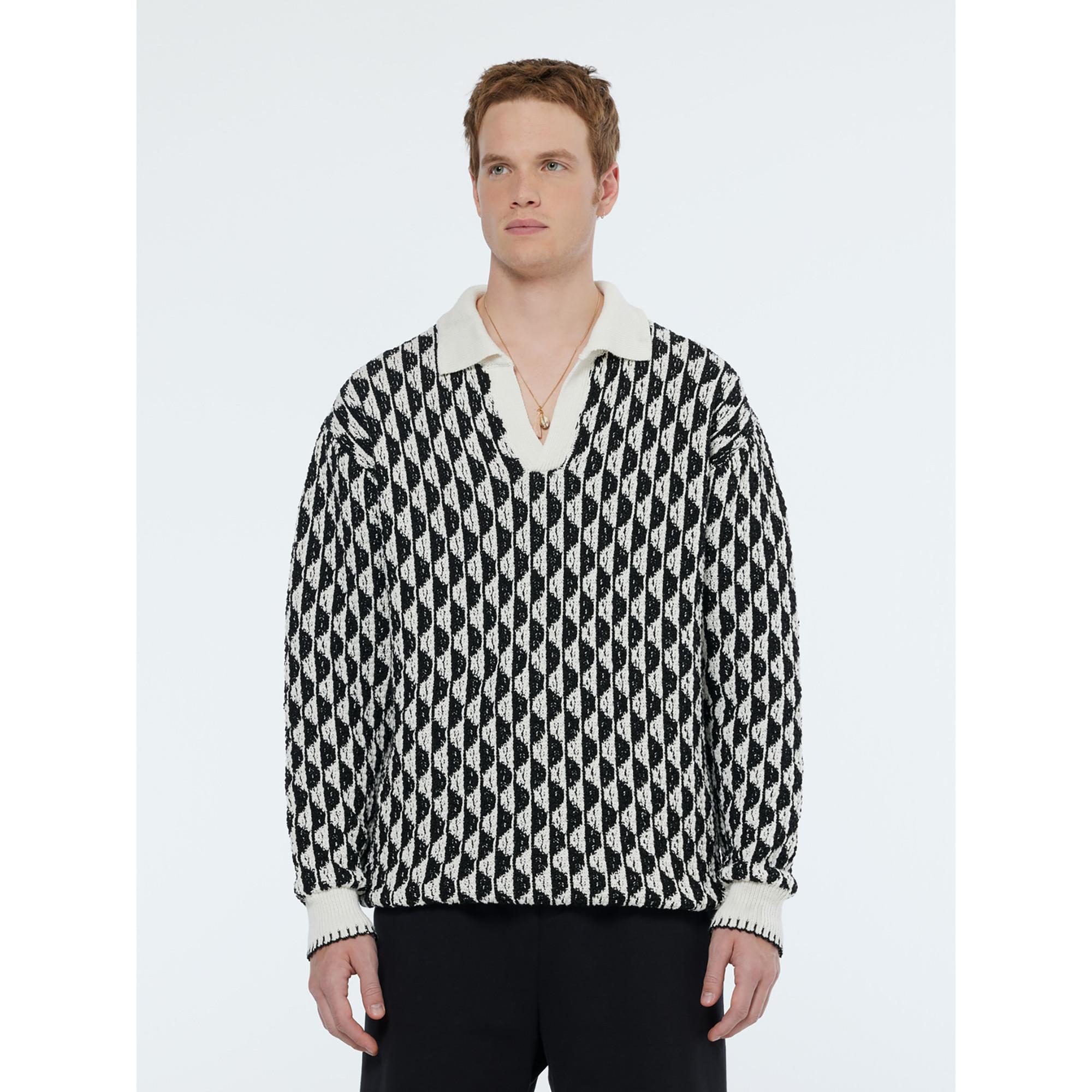 Scotch & Soda Langarm Poloshirt Geometrisches Muster