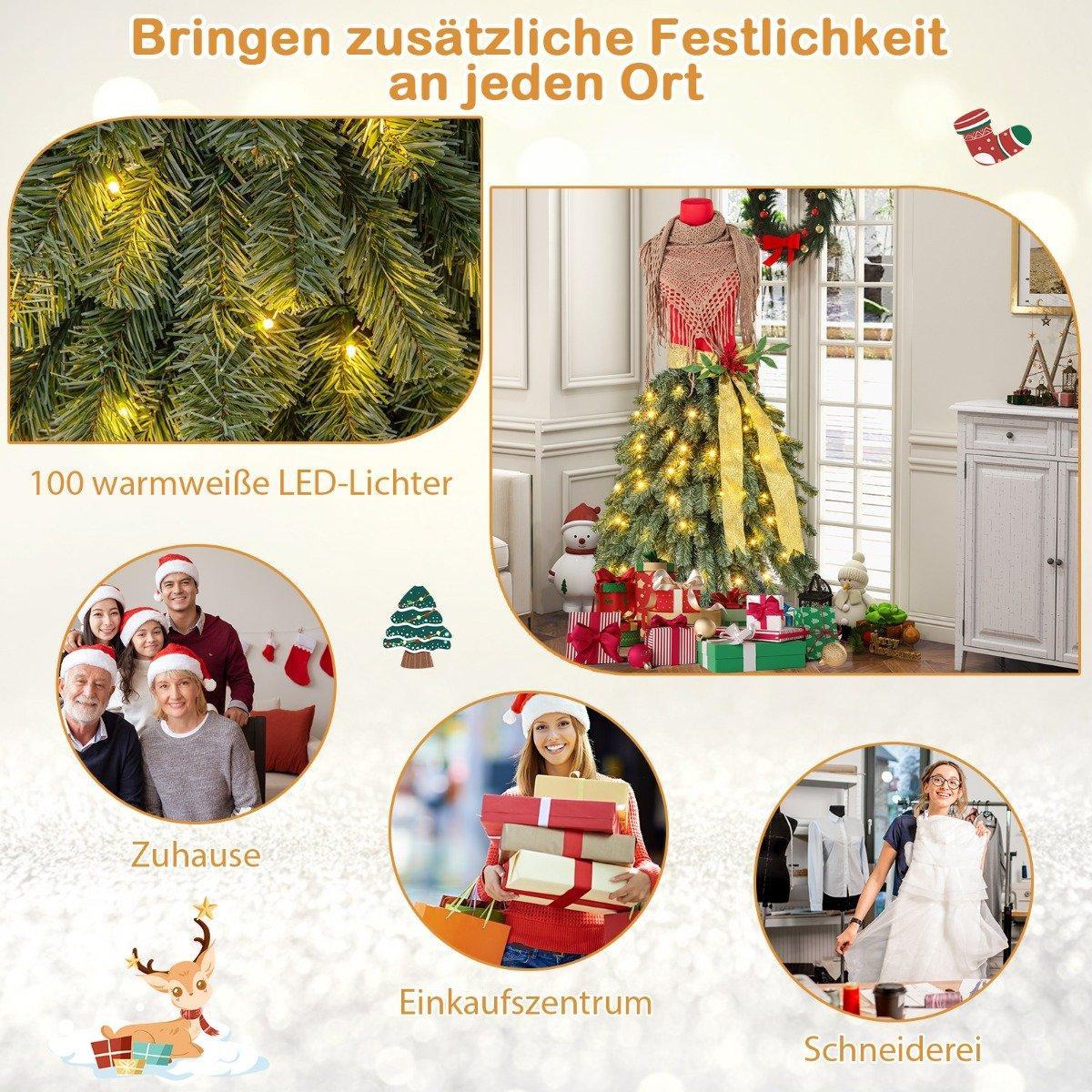 B2X Künstlicher Weihnachtsbaum in Schneiderpuppen Optik mit Abnehmbarem Schal & Roten Beeren