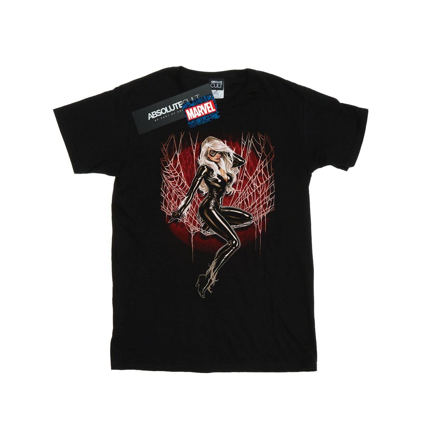 MARVEL Black Cat Spider Web Grafikdruck T-Shirt