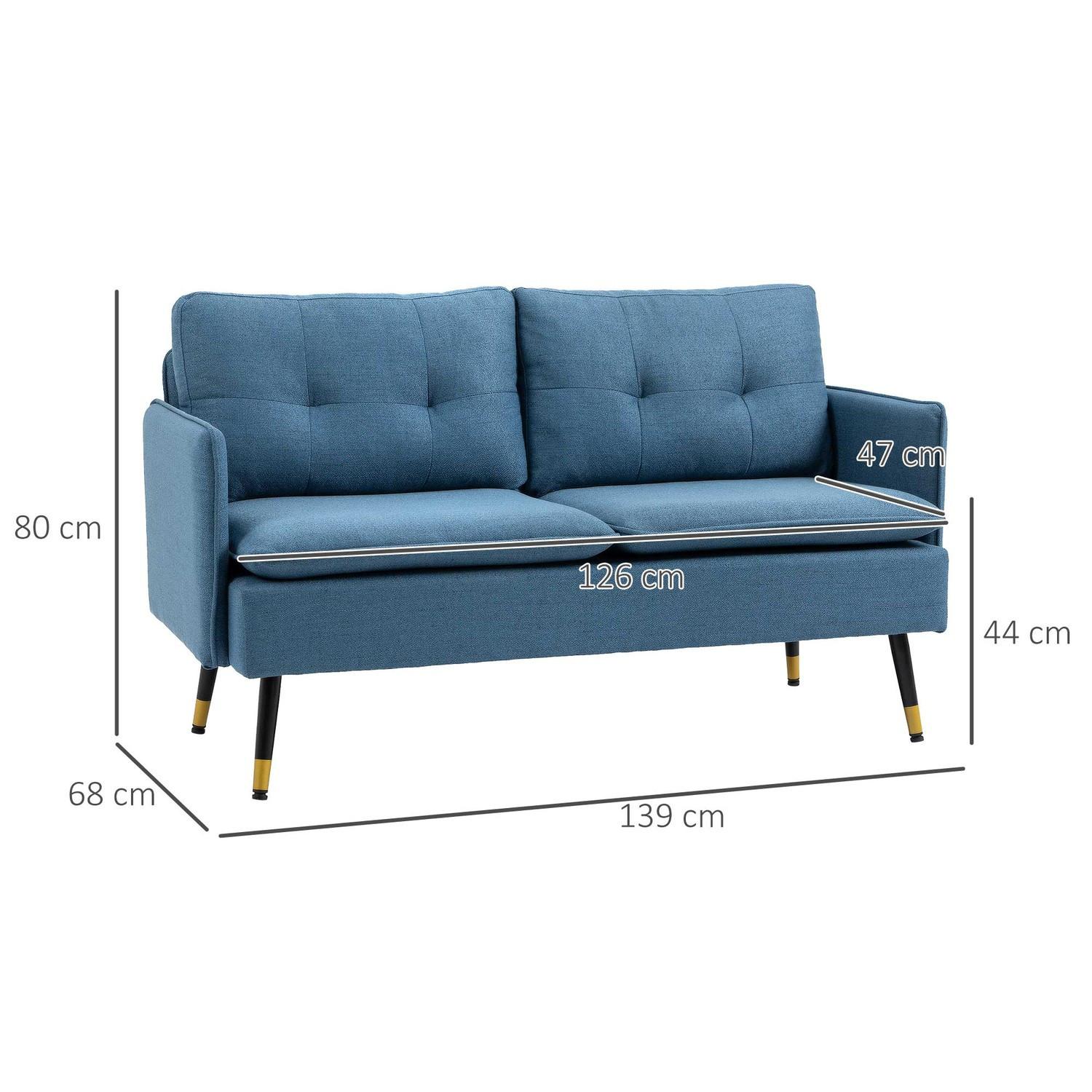 Northio 2 Sitzer Sofa, Couch mit Dickem Kissen, Polstersofa mit Stahlbeine, Modernes Doppelsofa für Wohnzimmer, Schlafzimmer, Dunkelblau
