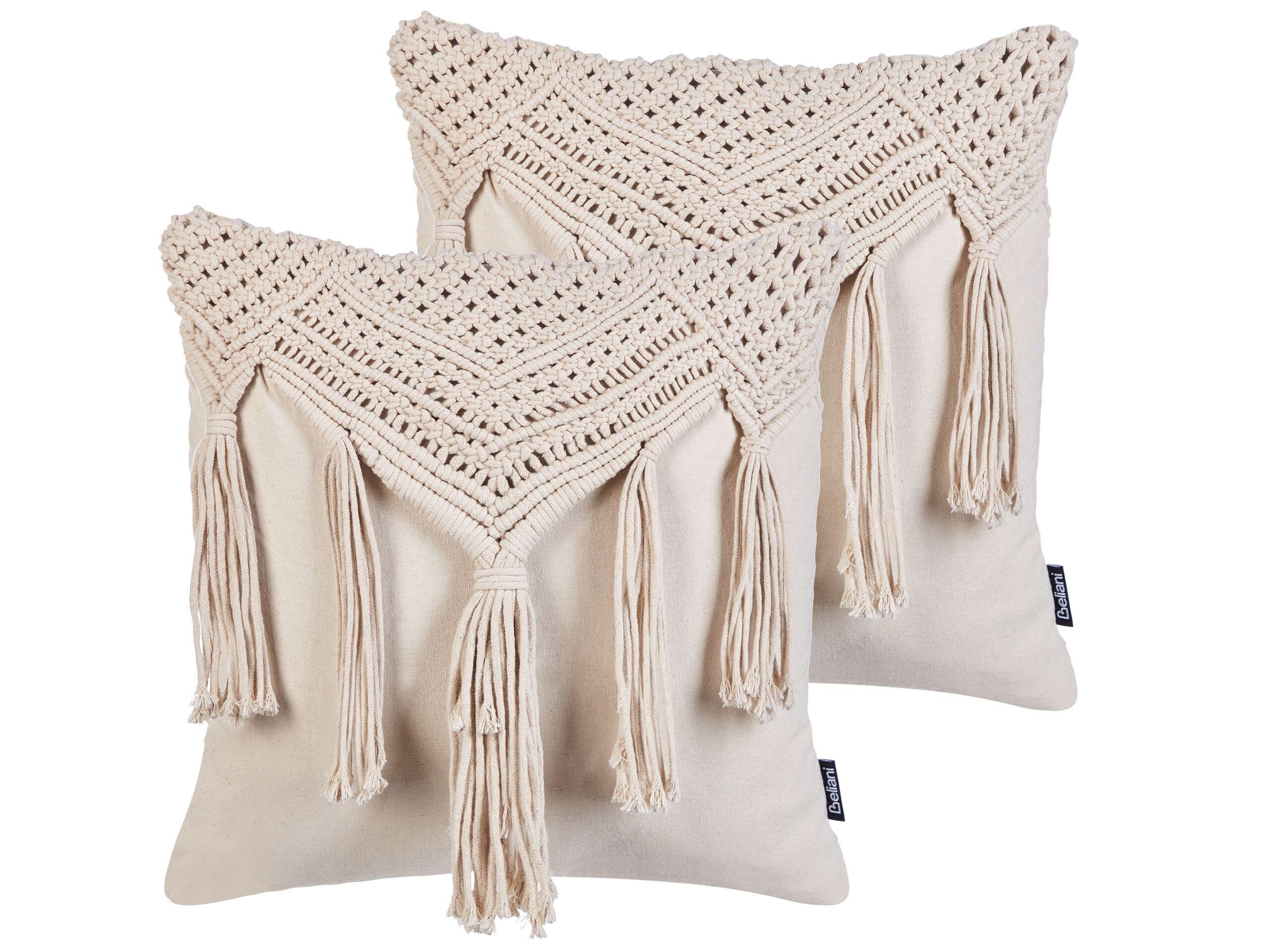 Beliani Dekokissen 2er Set aus Baumwolle Boho BEDADI