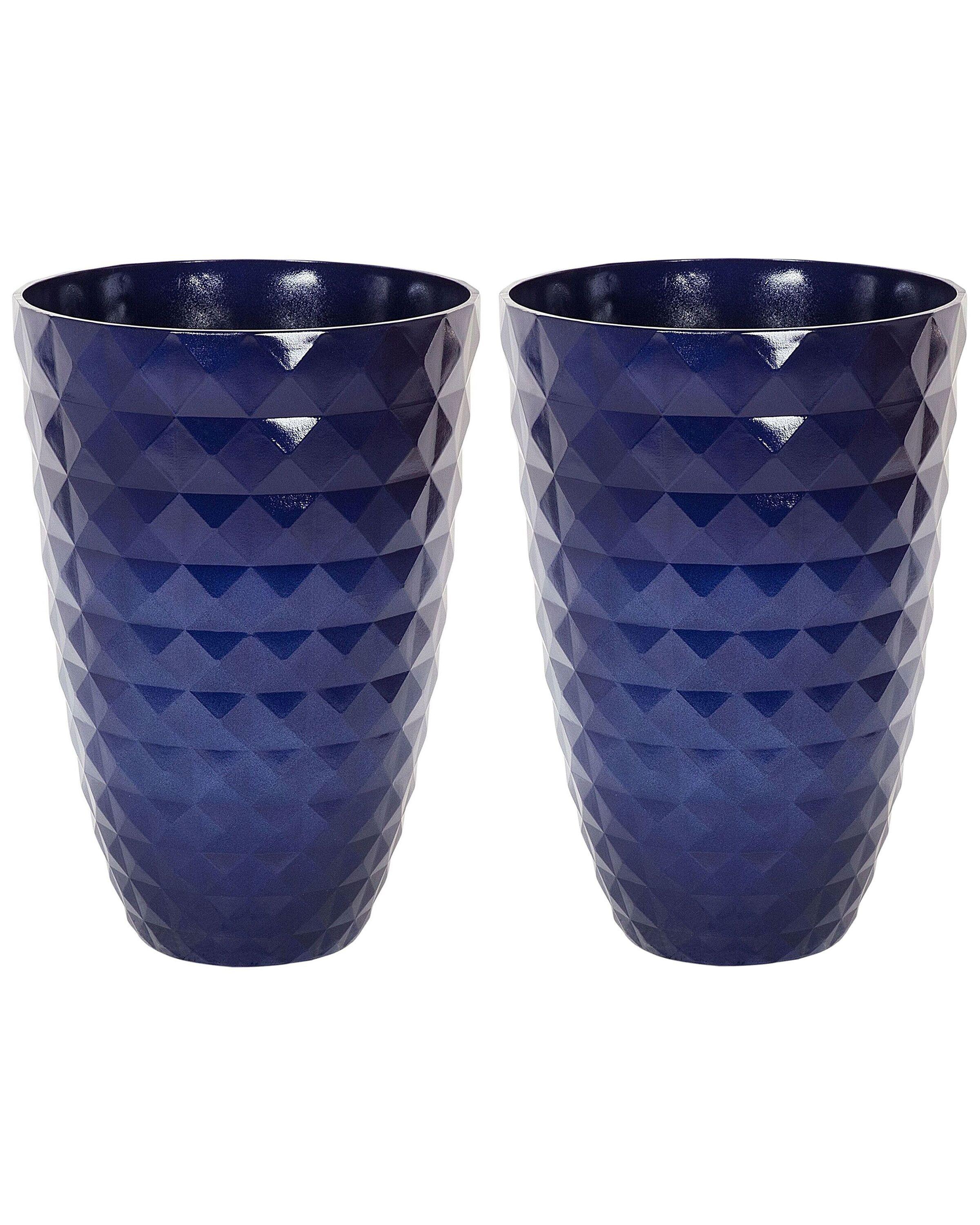 Beliani Set mit 2 Blumentöpfen aus Lehm-Faser-Mischung Glamourös FERIZA