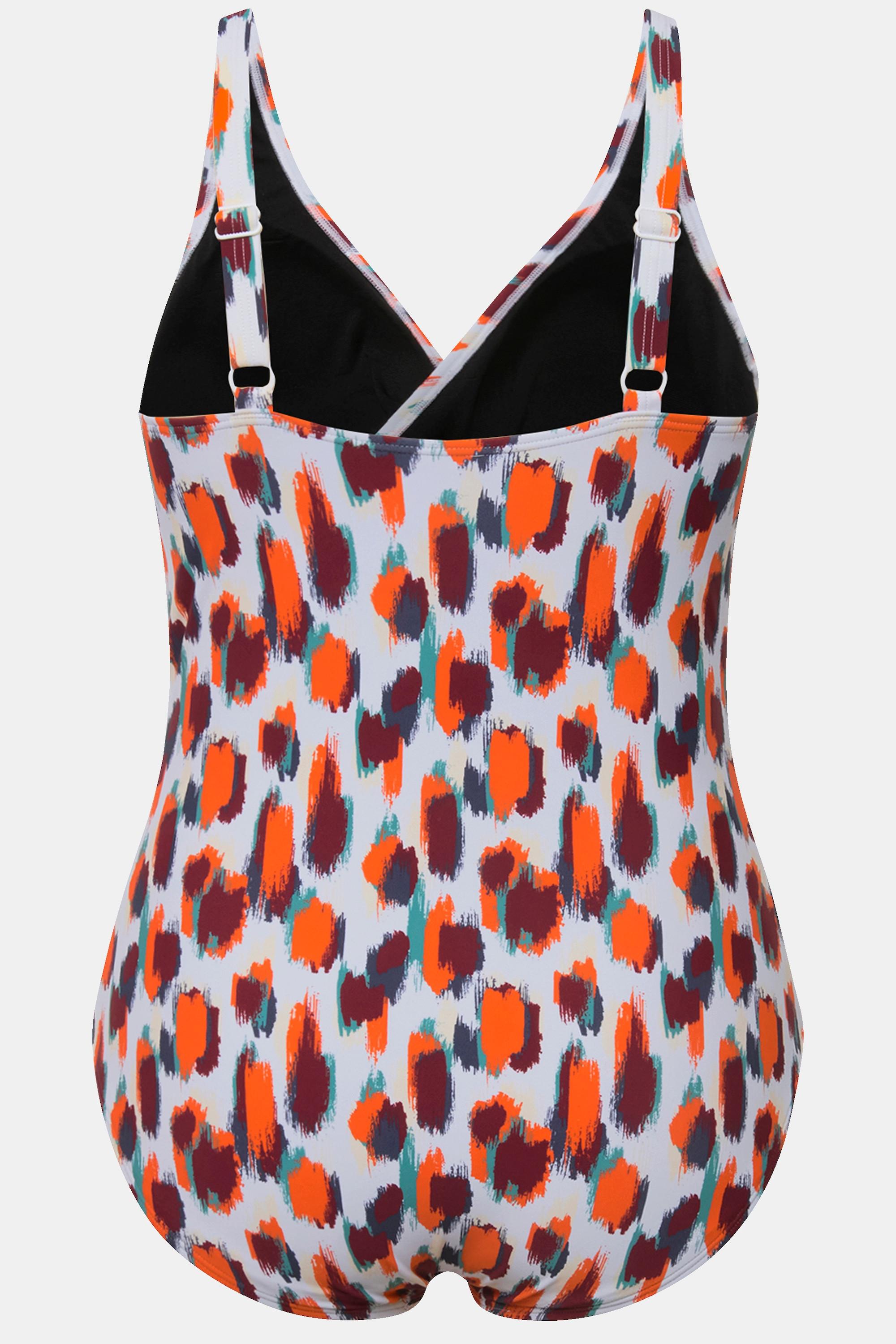 Ulla Popken Badeanzug, Fleckenmuster, herausnehmbare Softcups