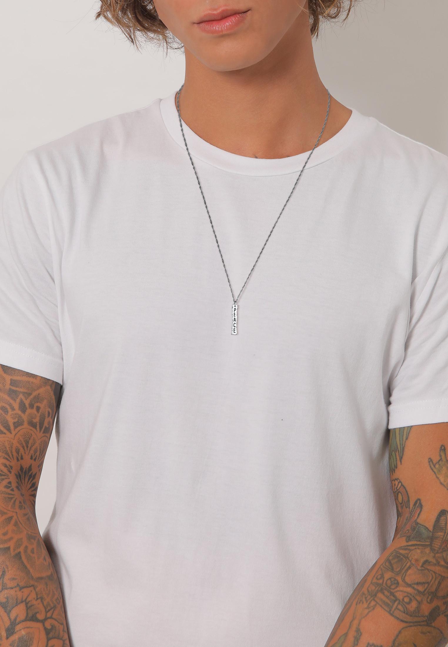 Kuzzoi Halskette Peace Friedenszeichen Figarokette 925 Silber