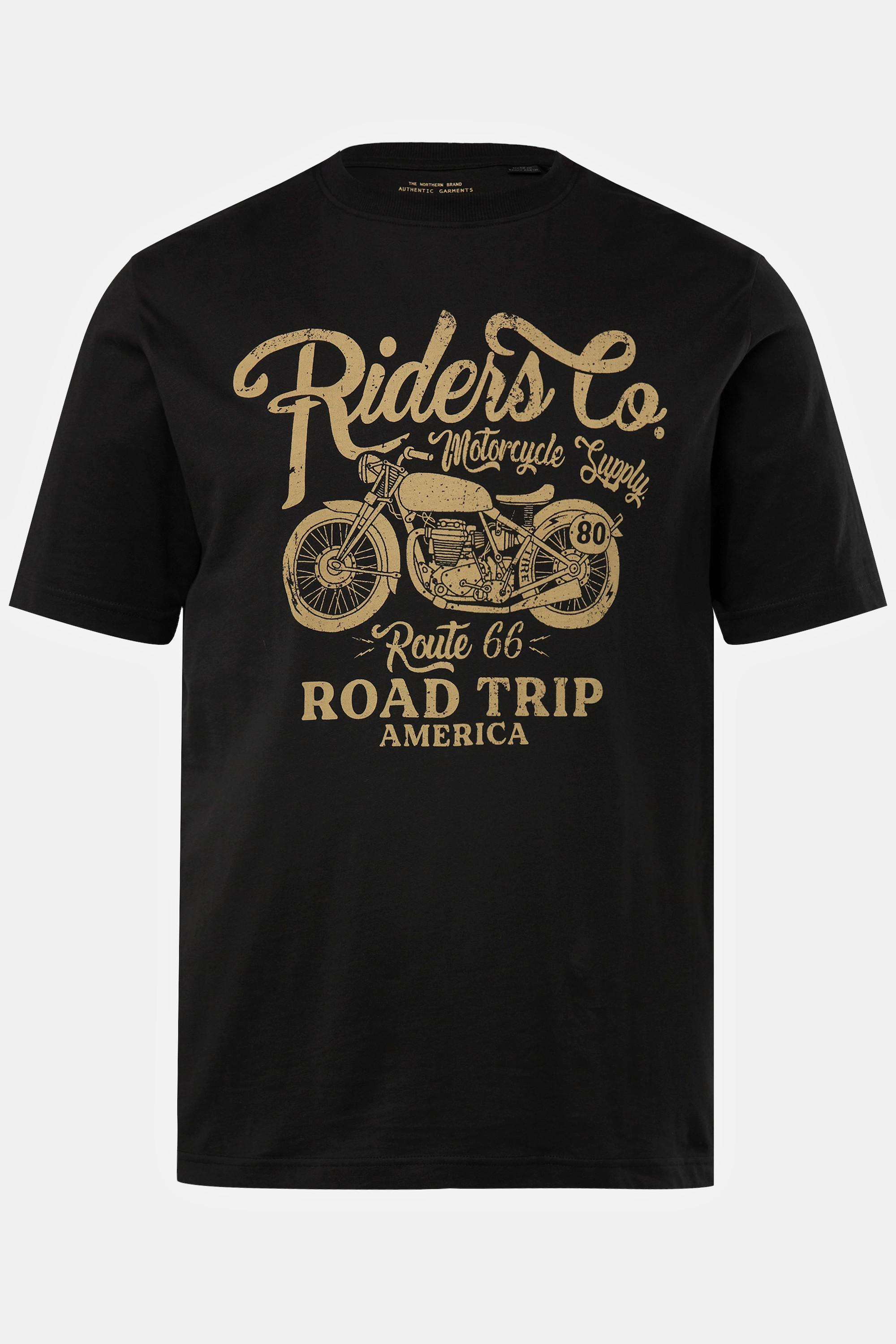 JP1880 Halbarm Motorrad Print Rundhals T-Shirt