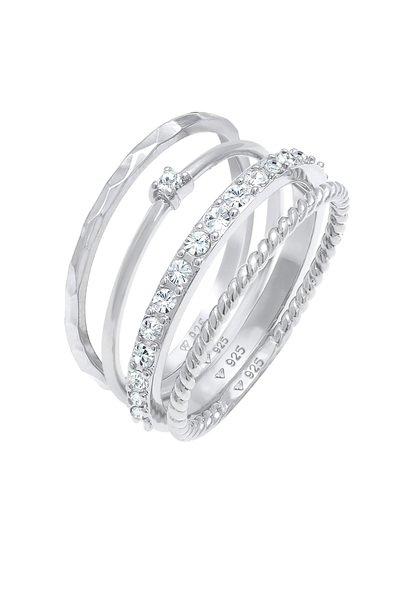 Elli Ring Kristalle Stapelring Gedreht 4Er Set