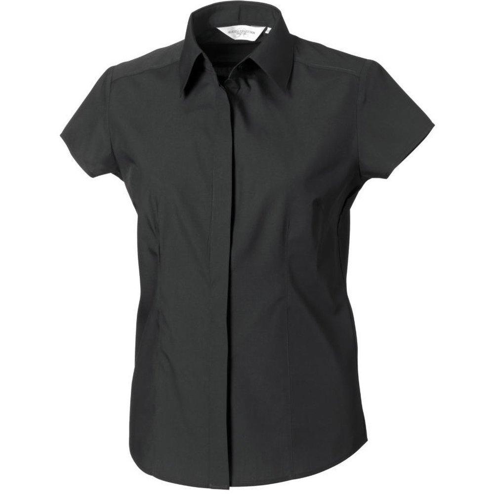 Russell Collection Poplin Kurzarm Pflegeleichte Bluse