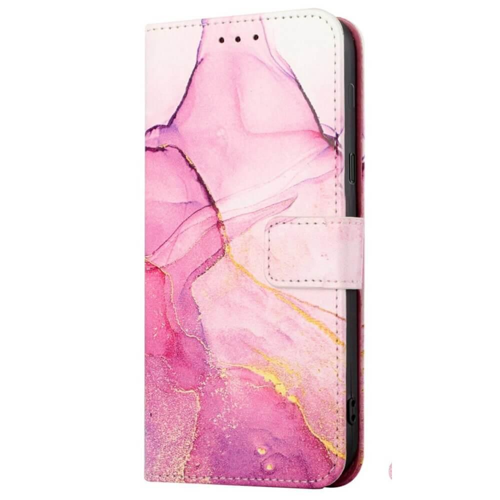 Cover-Discount Galaxy A14 - Leder Hülle Pink Marble