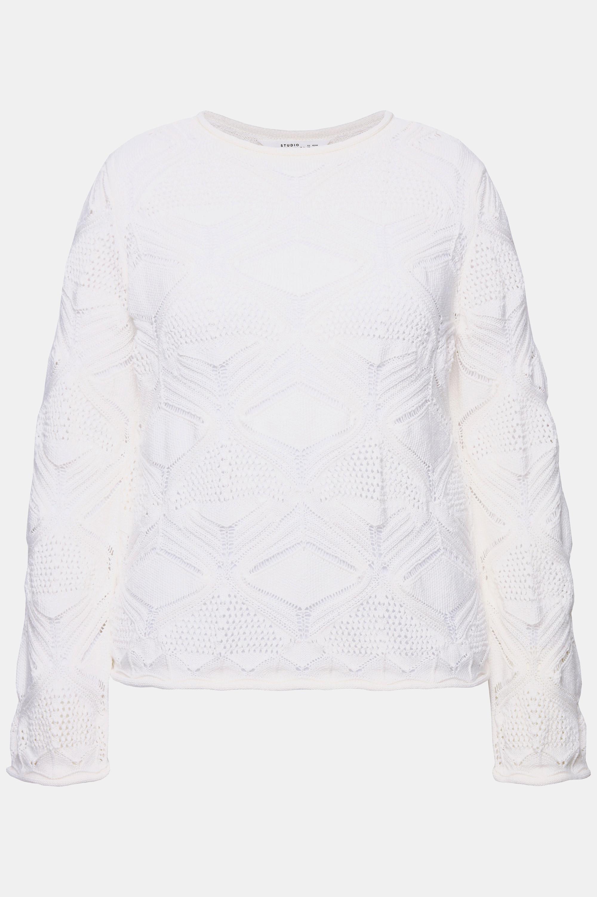 Studio Untold Pullover, oversized, Ajour-Strick, Rollkanten