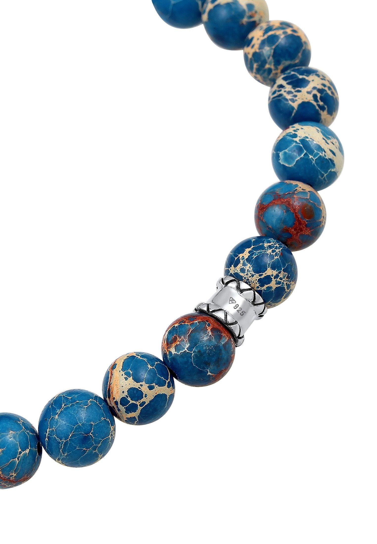 Kuzzoi Armband Totenkopf Blau-Gefärbter Achat 925 Silber
