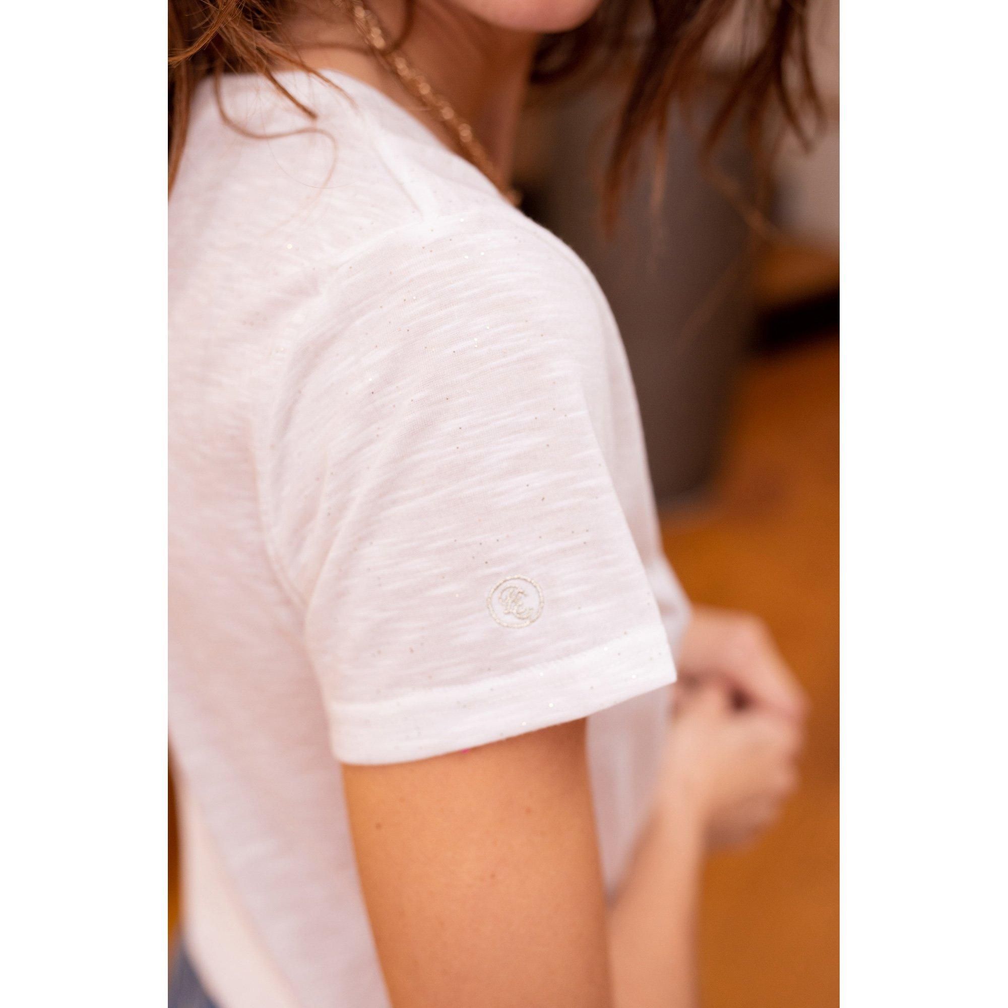La Petite Etoile Elvie V-Ausschnitt T-Shirt mit Glitzereffekt