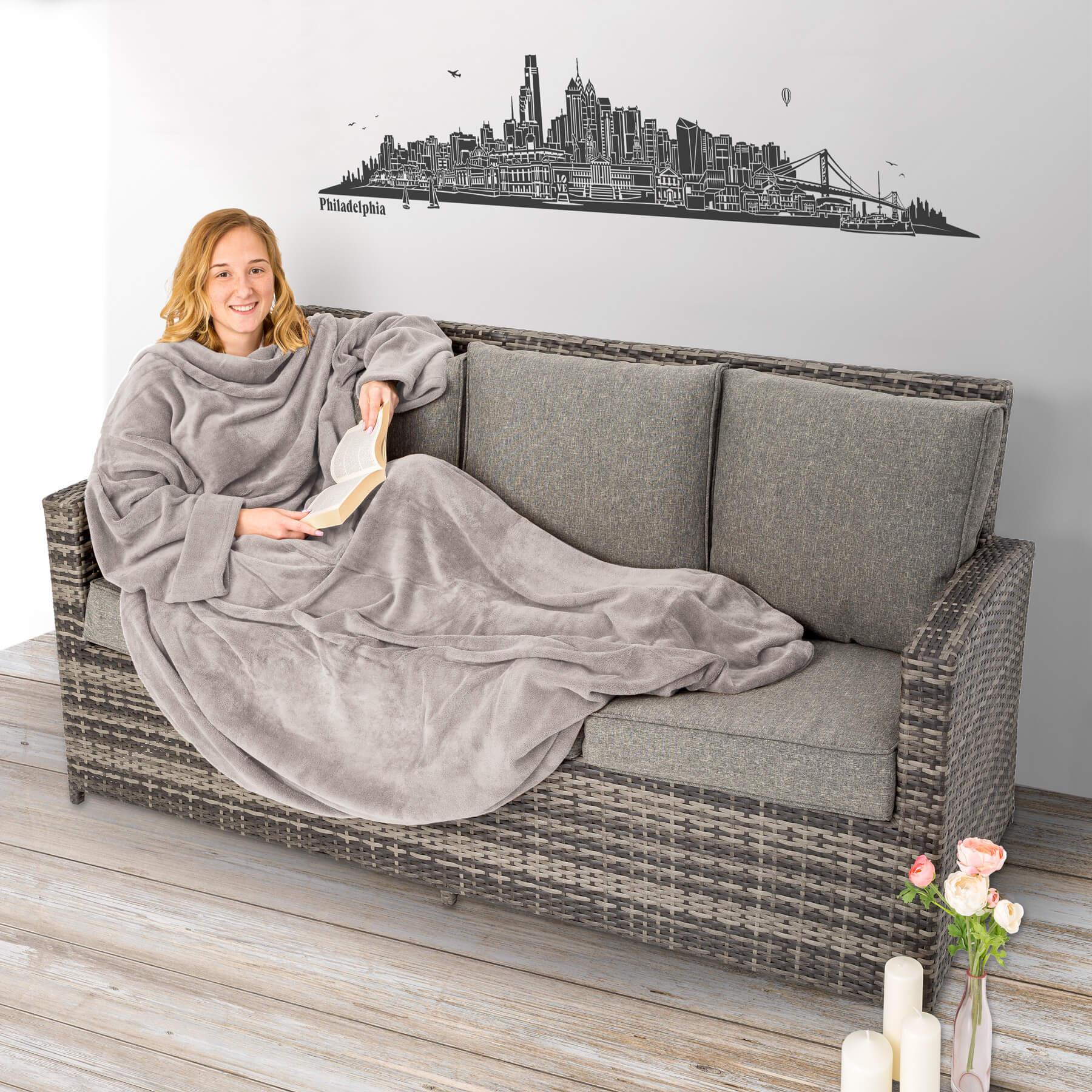 Tectake 2 Kuscheldecken mit Ärmeln