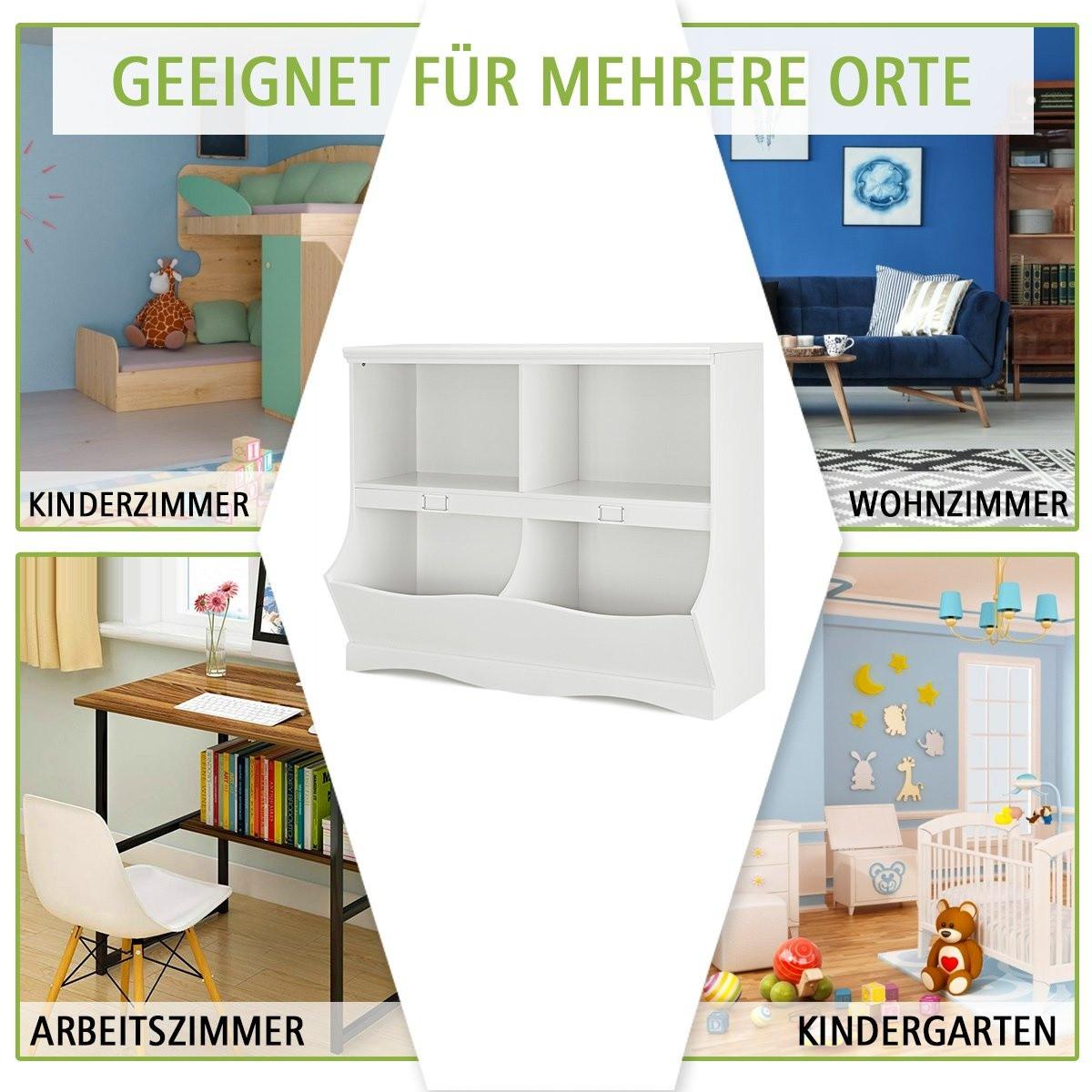Northix Aufbewahrungsregal mit Behältern Spielzeugregal für Kinder Weiß