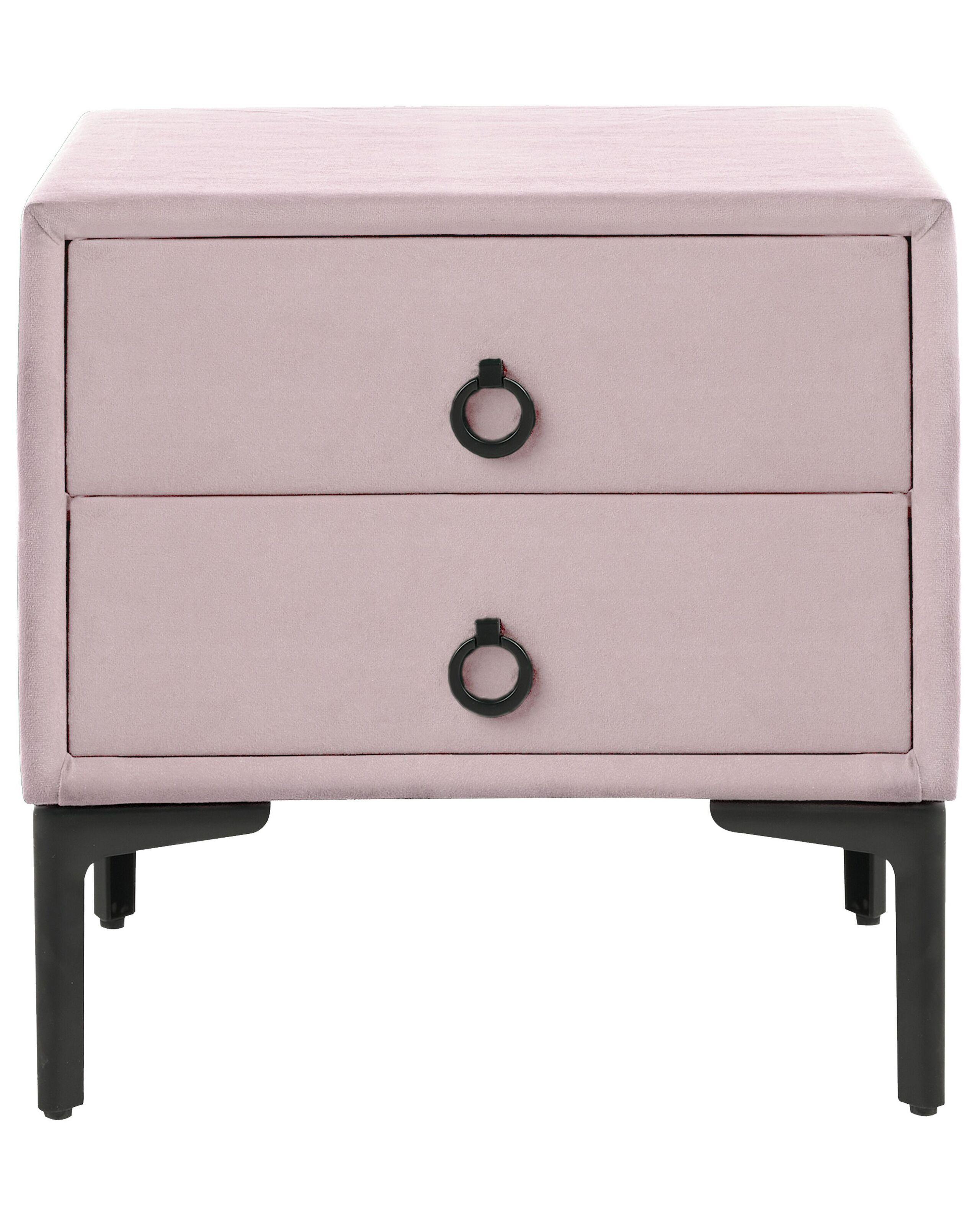 Beliani Nachttisch mit 2 Schubladen aus Samtstoff Glamourös SEZANNE