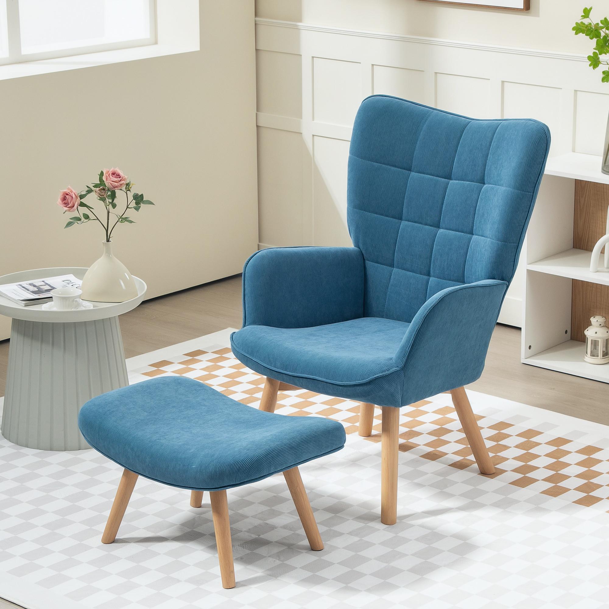 HOMCOM Ohrensessel mit Hocker