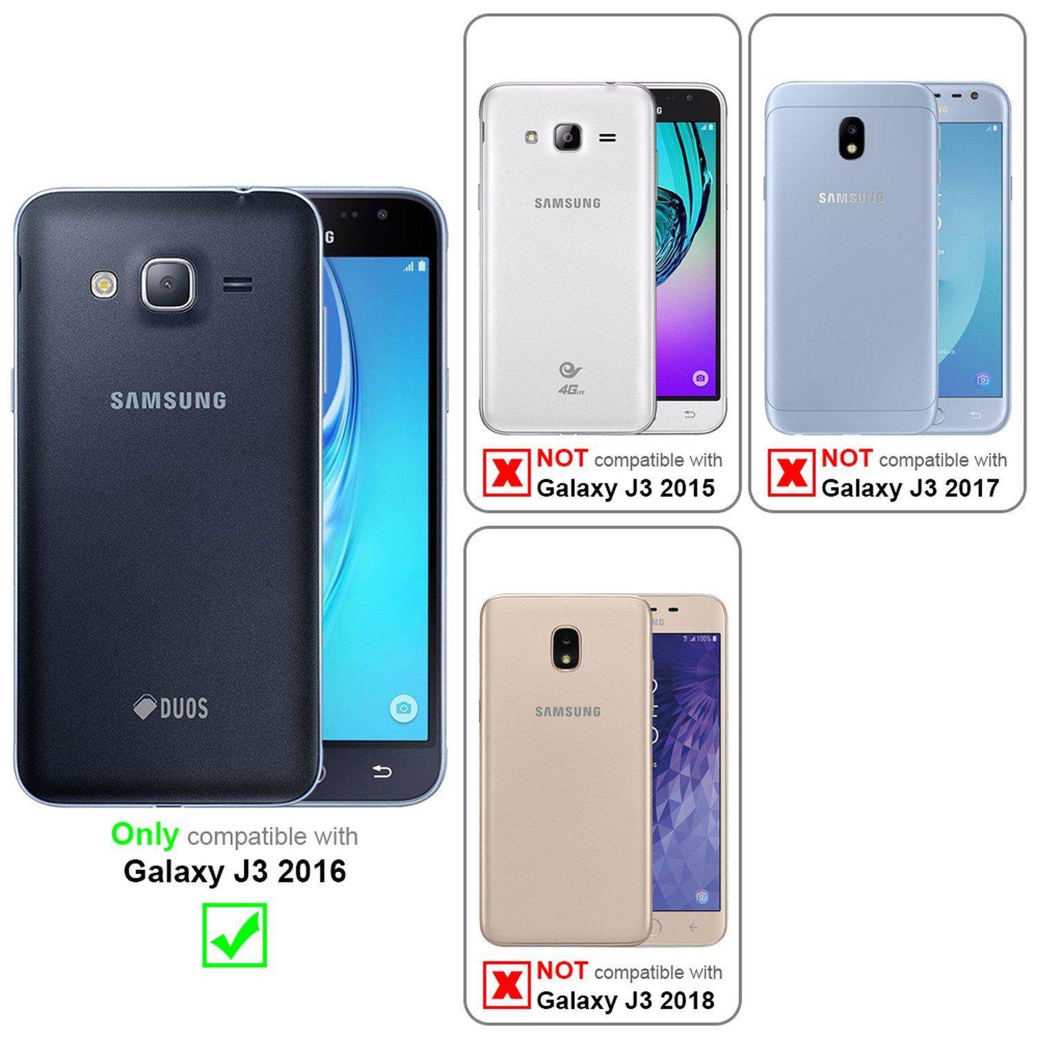 Cadorabo Hülle für Samsung Galaxy J3 2016 Magnetverschluss, Kartenfach