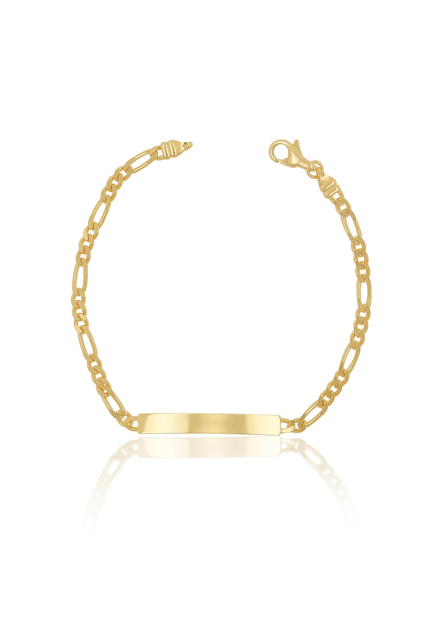 MUAU Schmuck ID-Bracelet Figaro Gelbgold 750, 3.4mm, 19cm