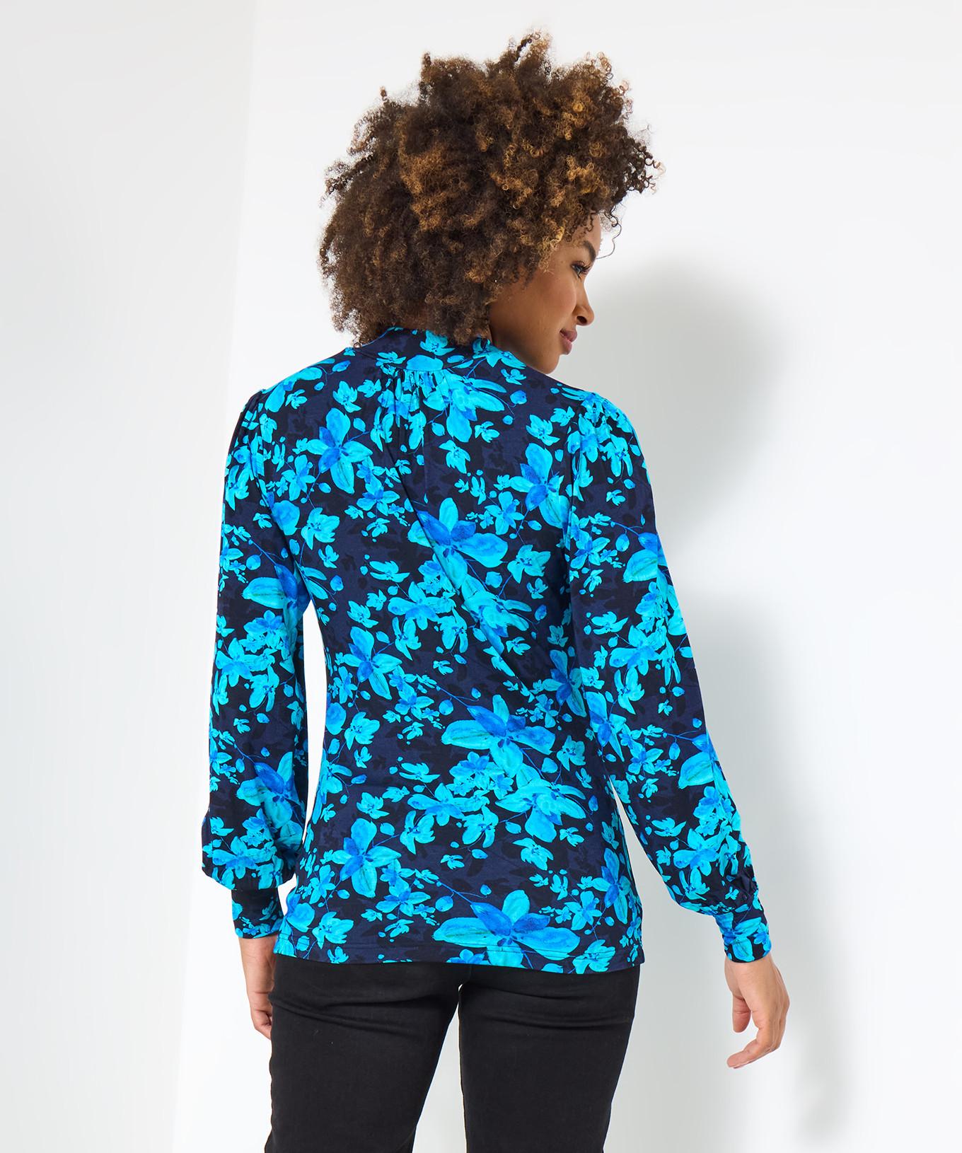 Joe Browns Auffälligeses Blumen-Jersey-Top mit Stehkragen