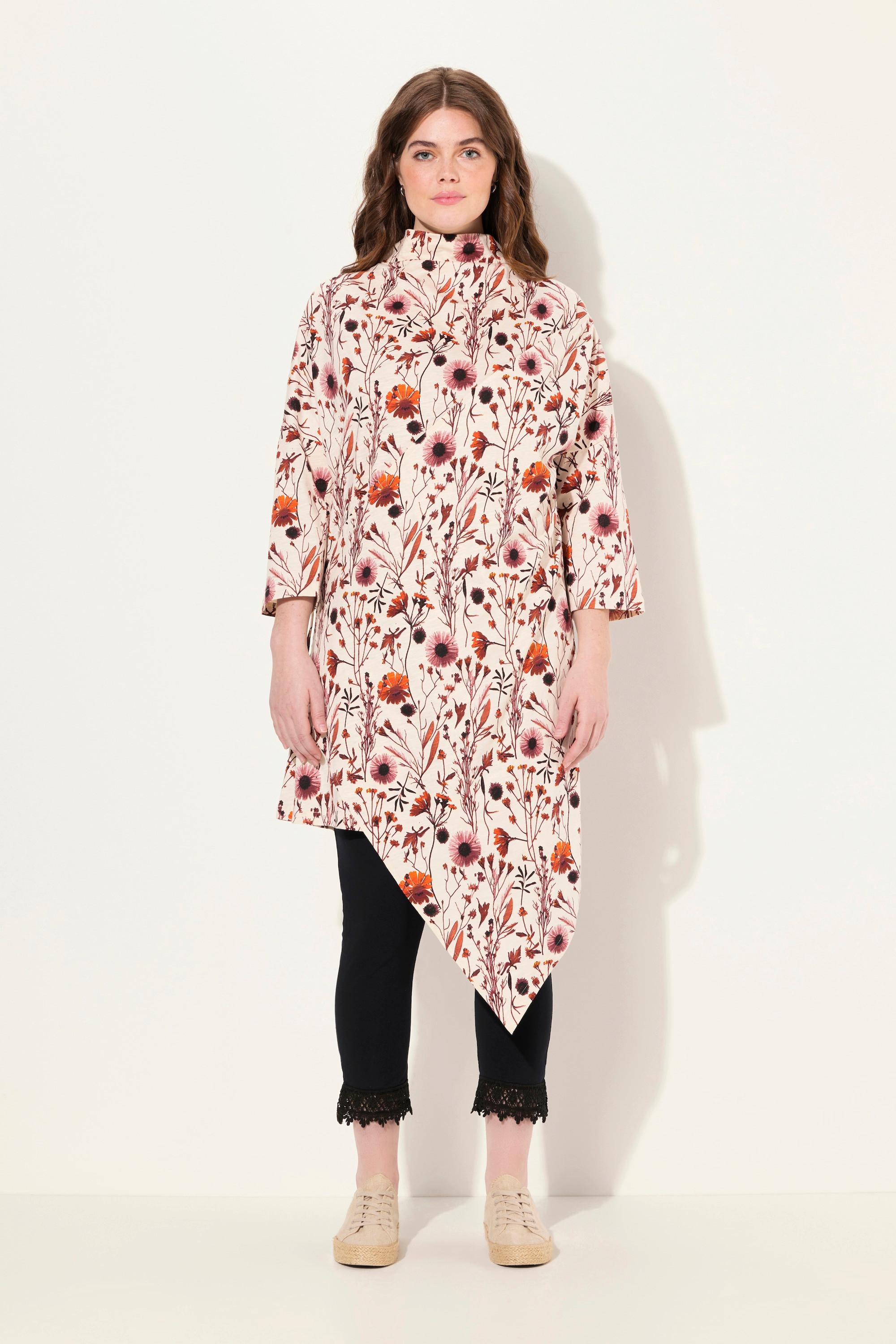 Ulla Popken Longshirt Wickeloptik Schalkragen 3/4-Arm