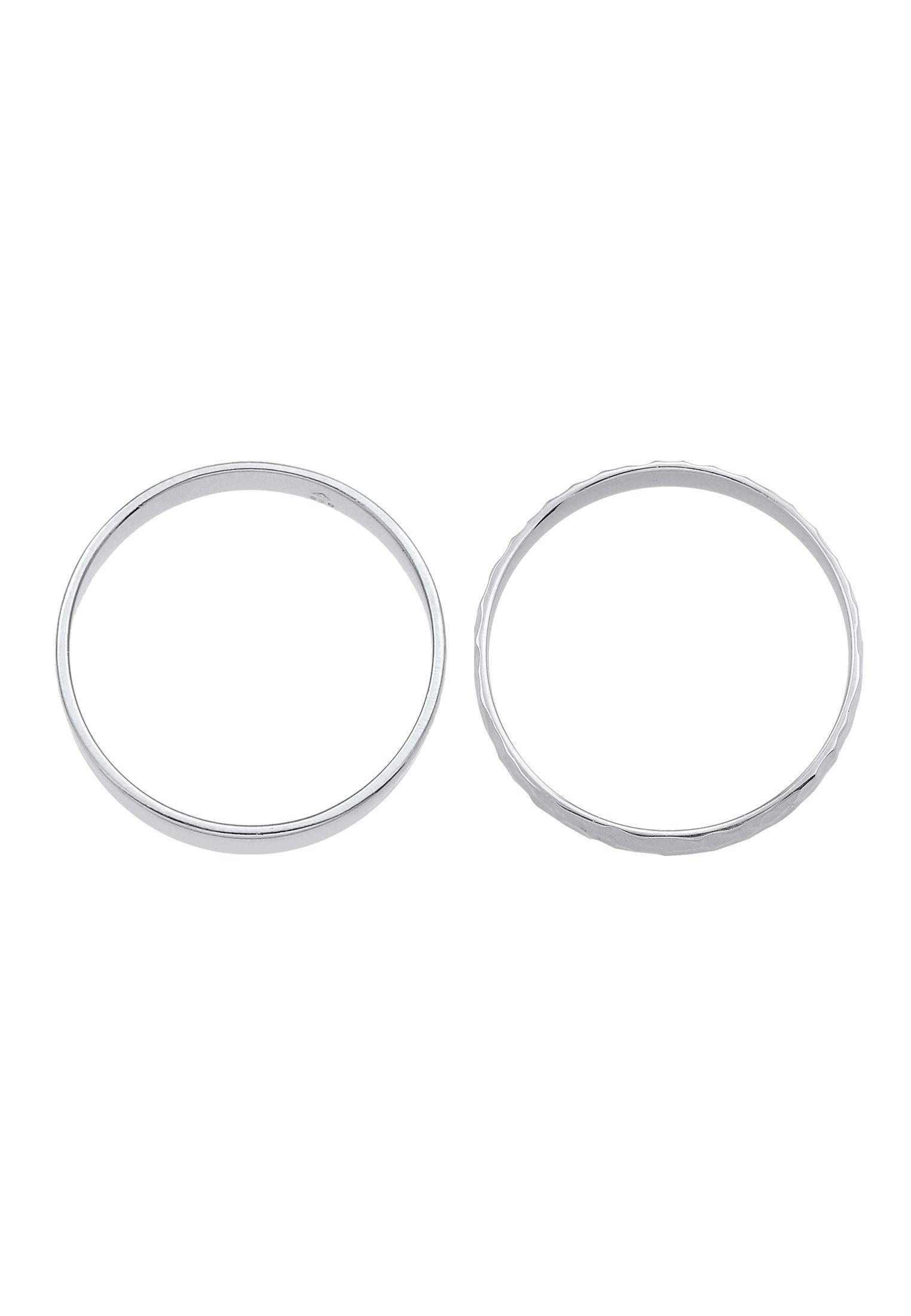 Kuzzoi Ring Set Unisex Basic Gehämmert 925 Silber