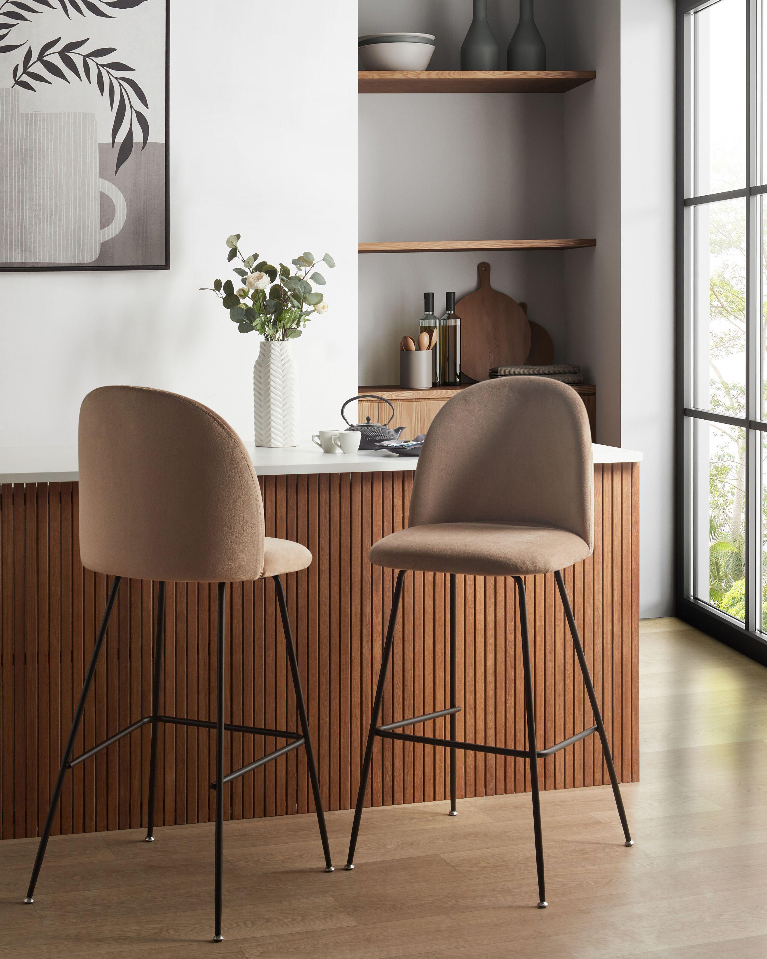 Beliani Set mit 2 Barstühlen aus Samtstoff Modern ARCOLA